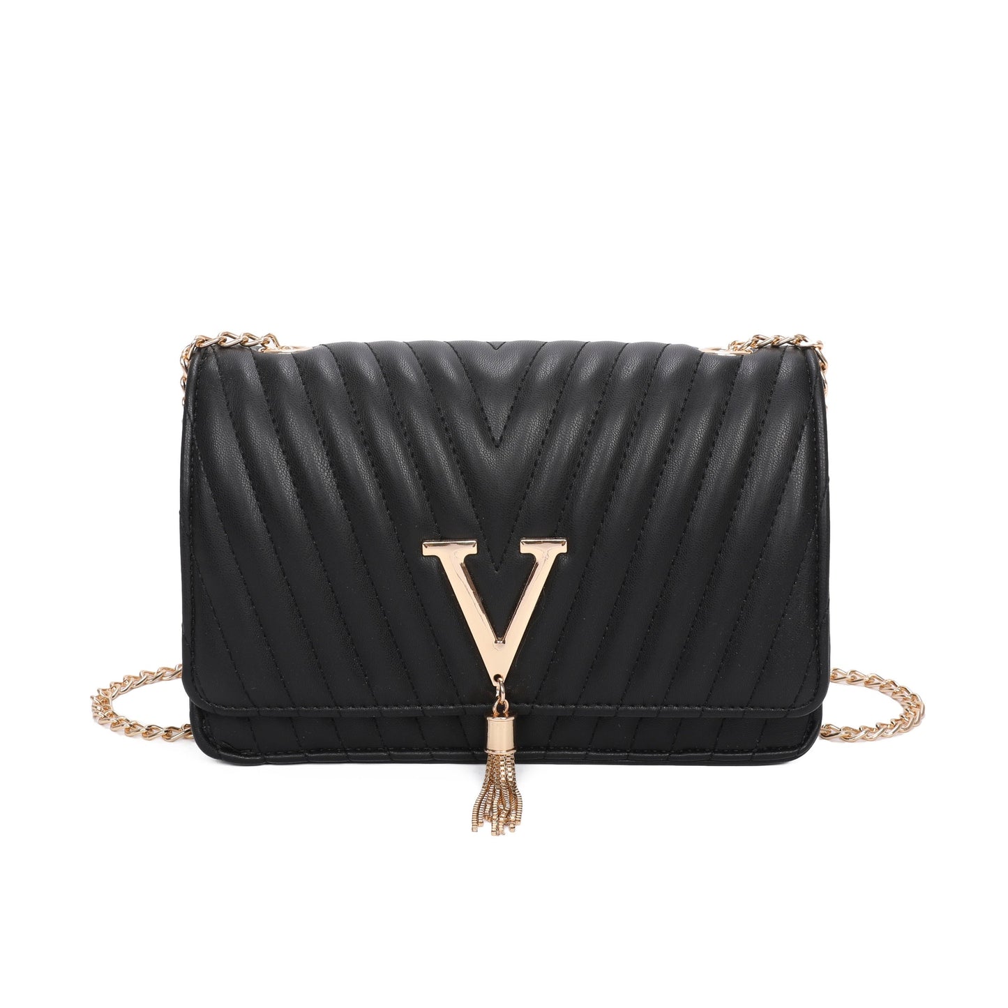 V Logo Quilted Satchel Bag - Sleek Styles