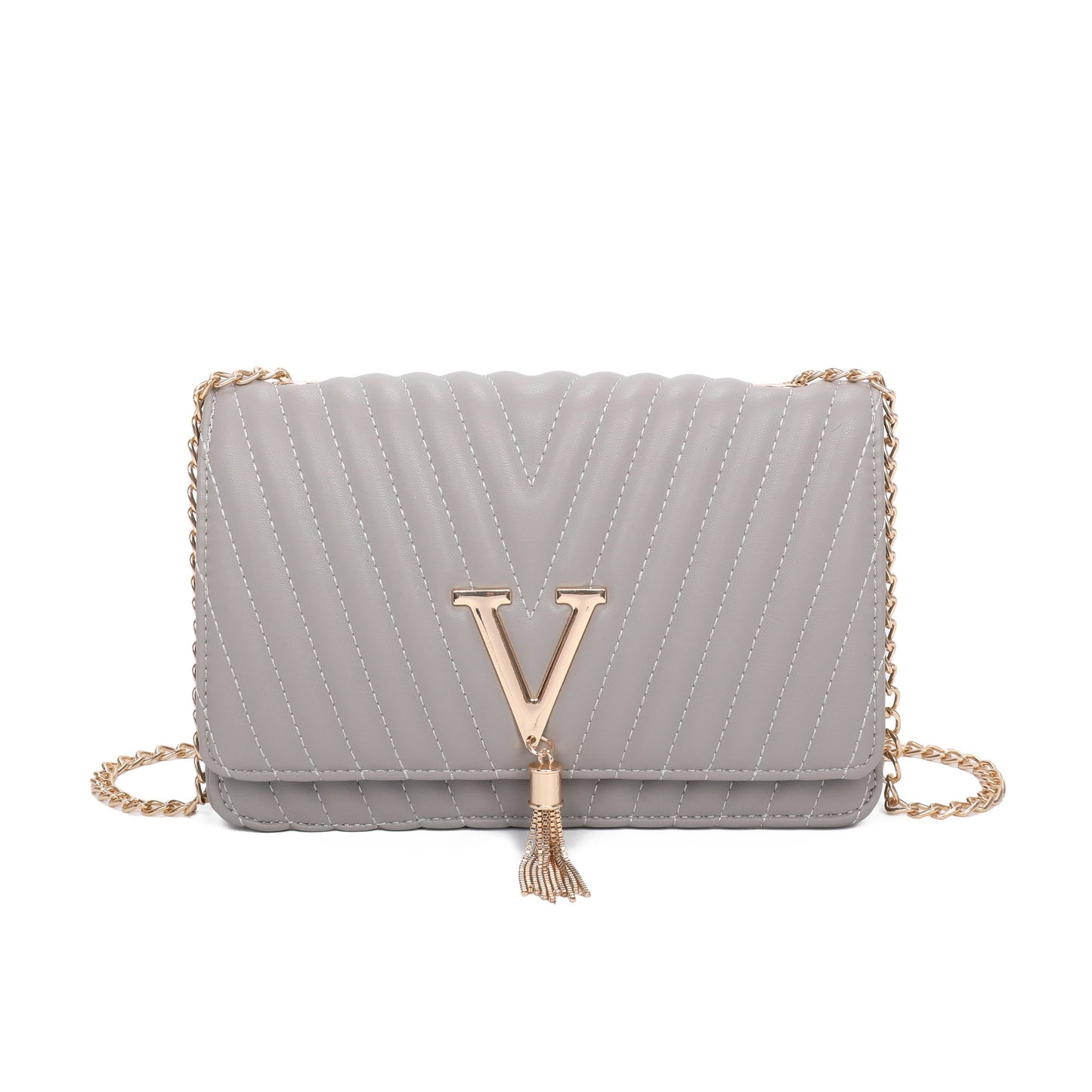 V Logo Quilted Satchel Bag - Sleek Styles