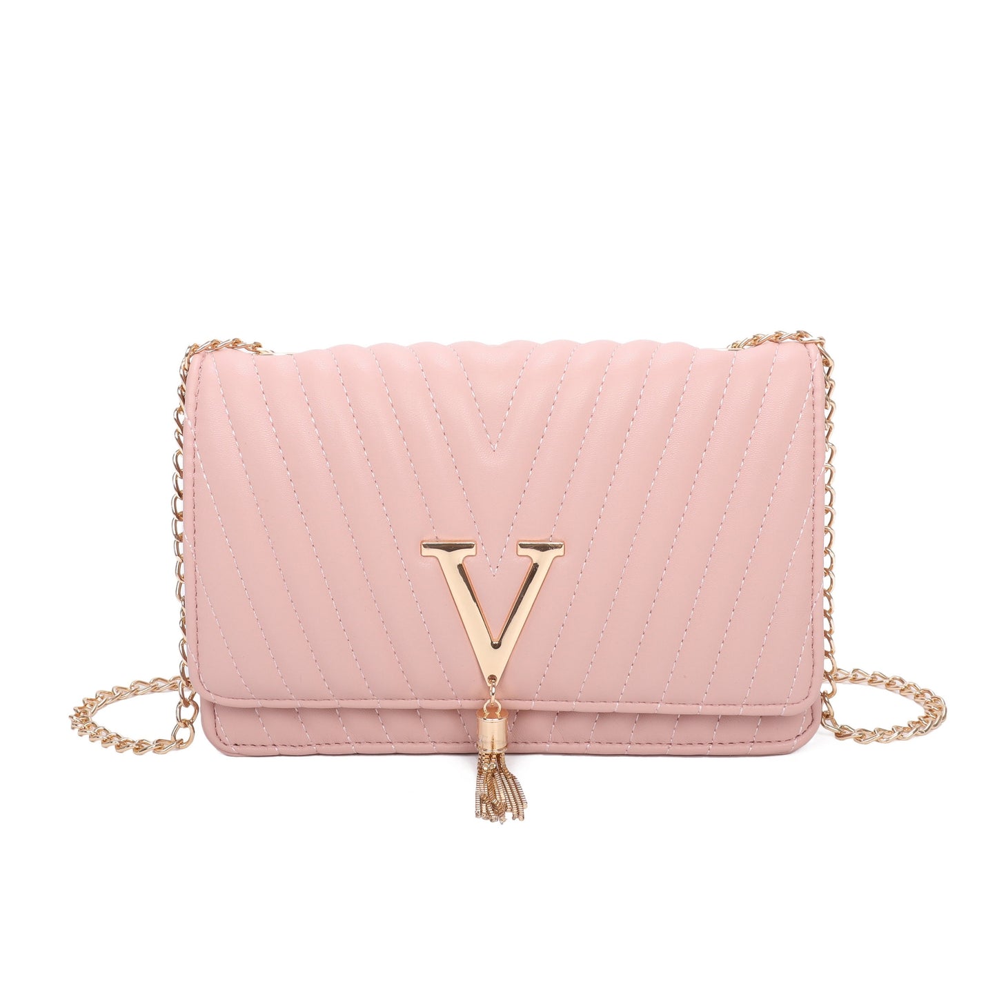 V Logo Quilted Satchel Bag - Sleek Styles