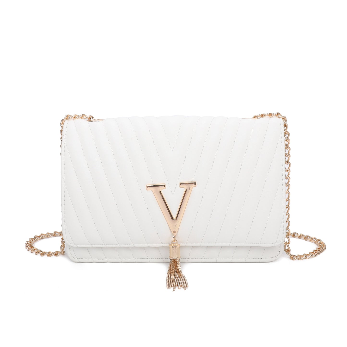 V Logo Quilted Satchel Bag - Sleek Styles