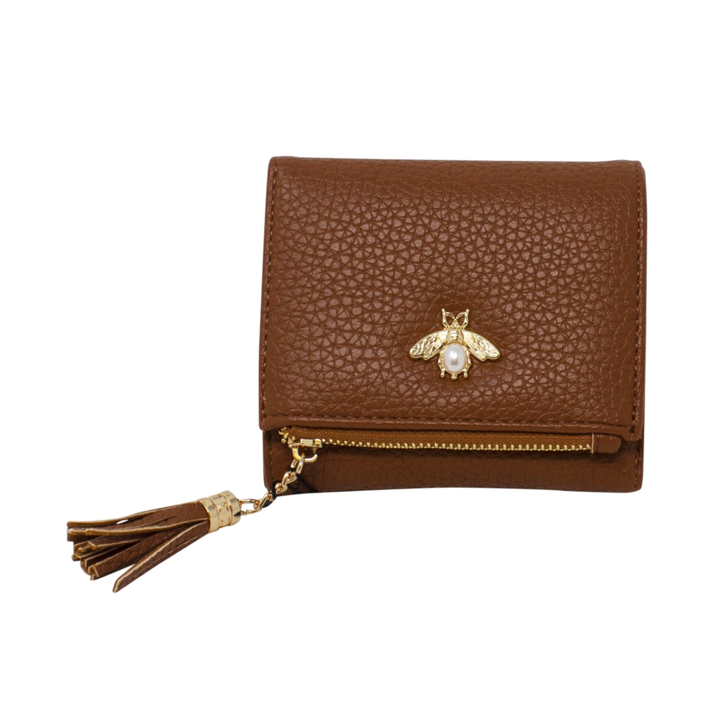 Tri-Fold Small Purse with Bee Decoration - Sleek Styles