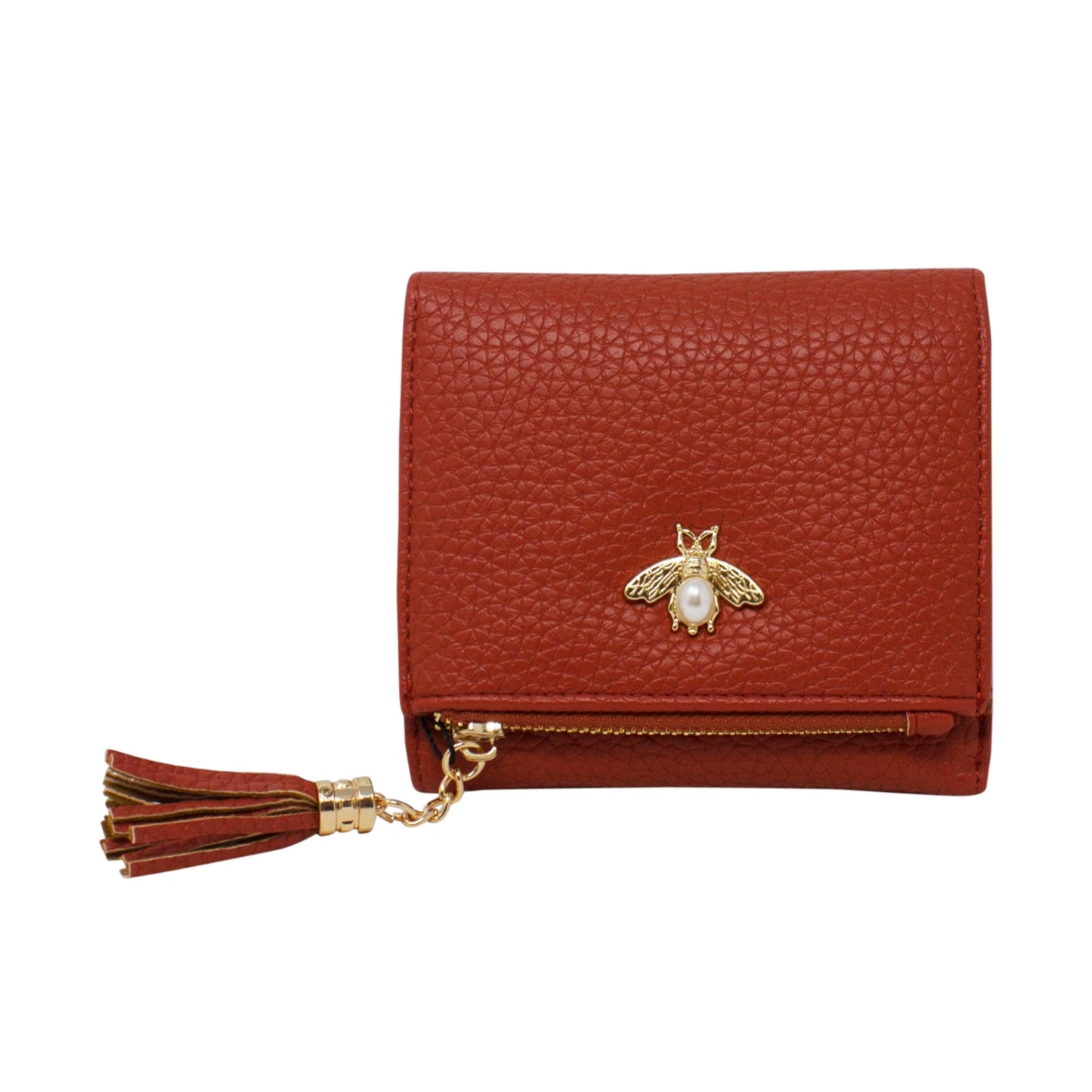 Tri-Fold Small Purse with Bee Decoration - Sleek Styles