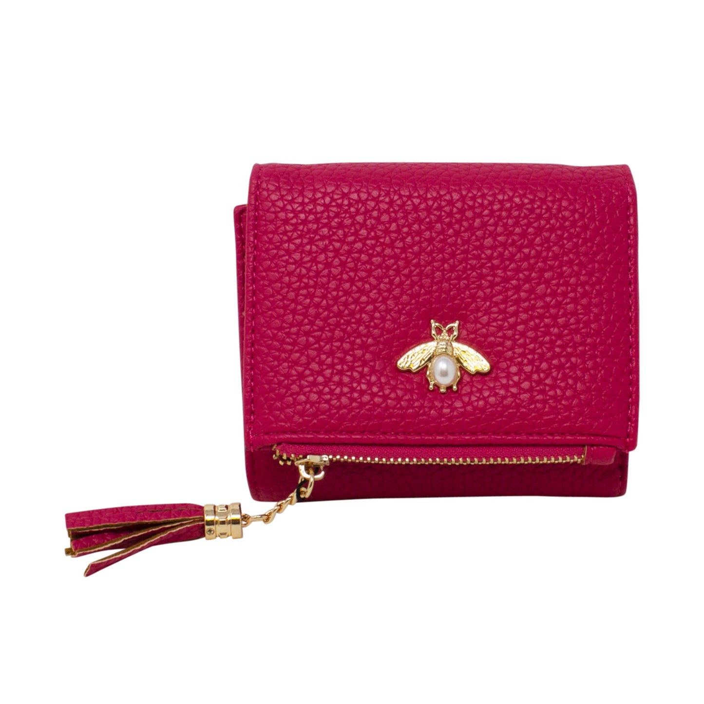 Tri-Fold Small Purse with Bee Decoration - Sleek Styles
