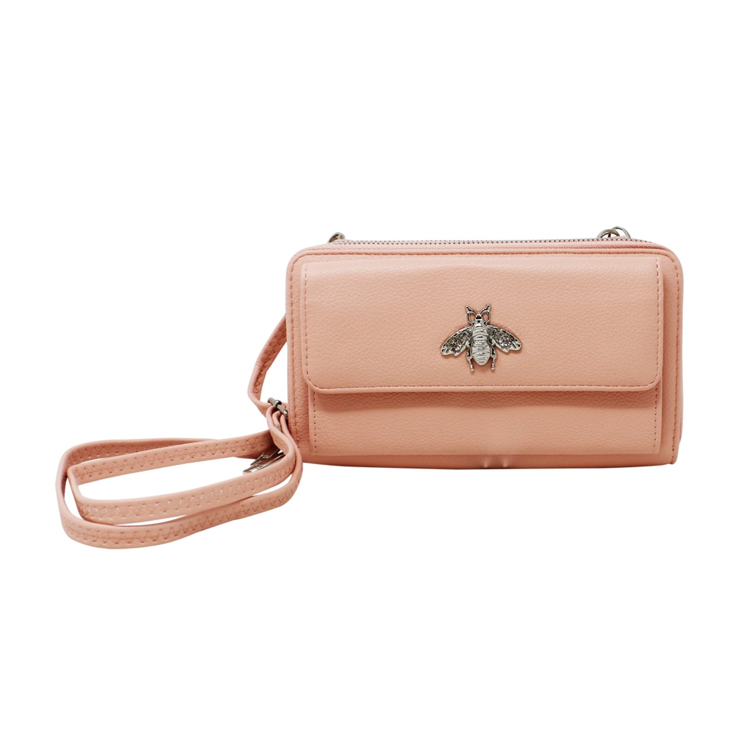 Double Zipper Long Wallet with Bee - Sleek Styles