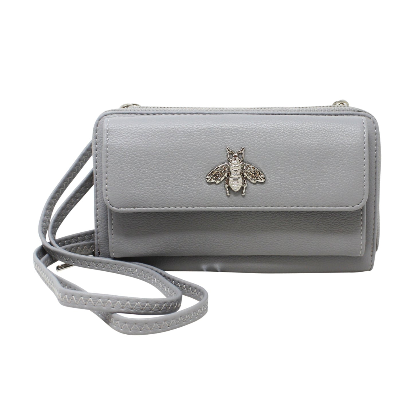 Double Zipper Long Wallet with Bee - Sleek Styles