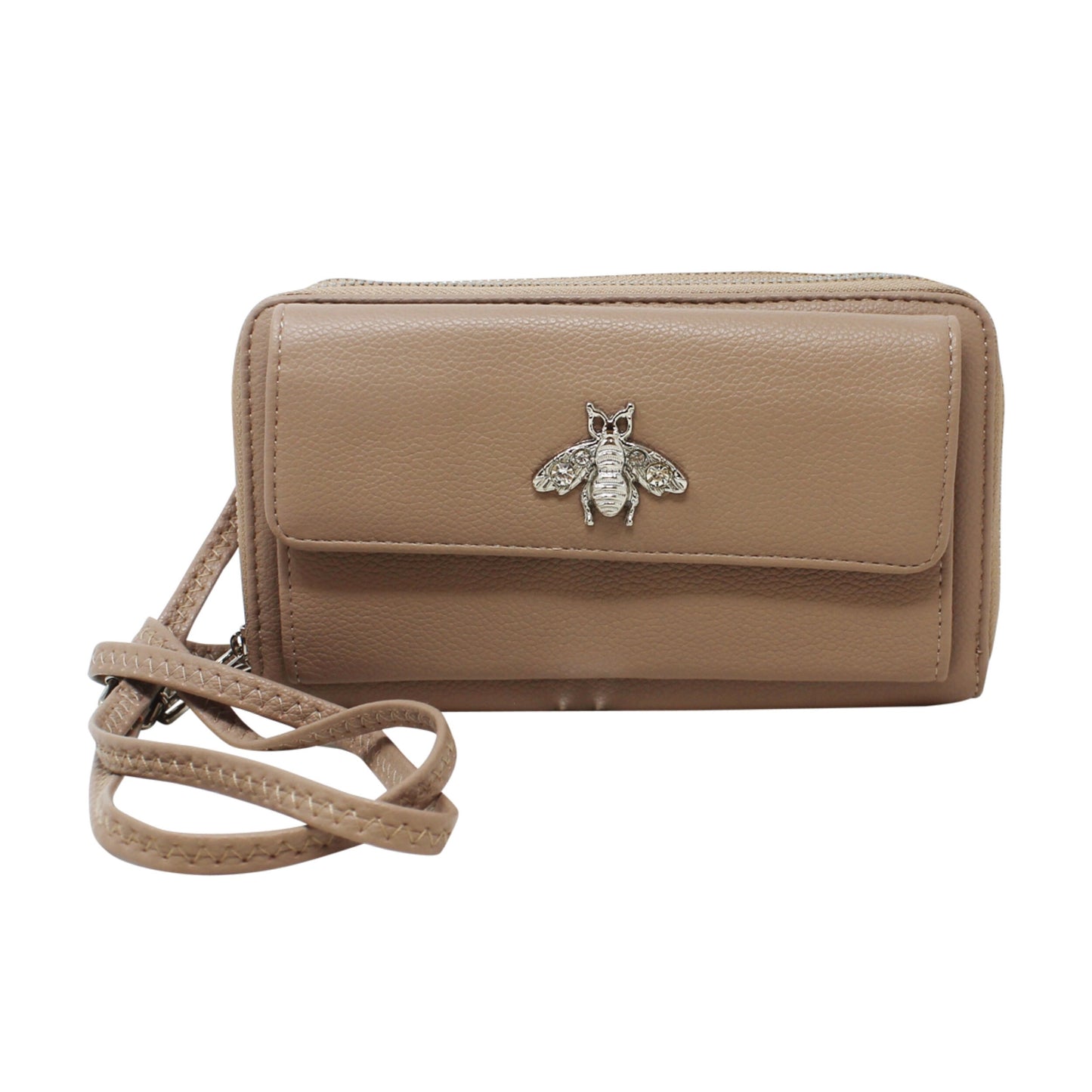 Double Zipper Long Wallet with Bee - Sleek Styles