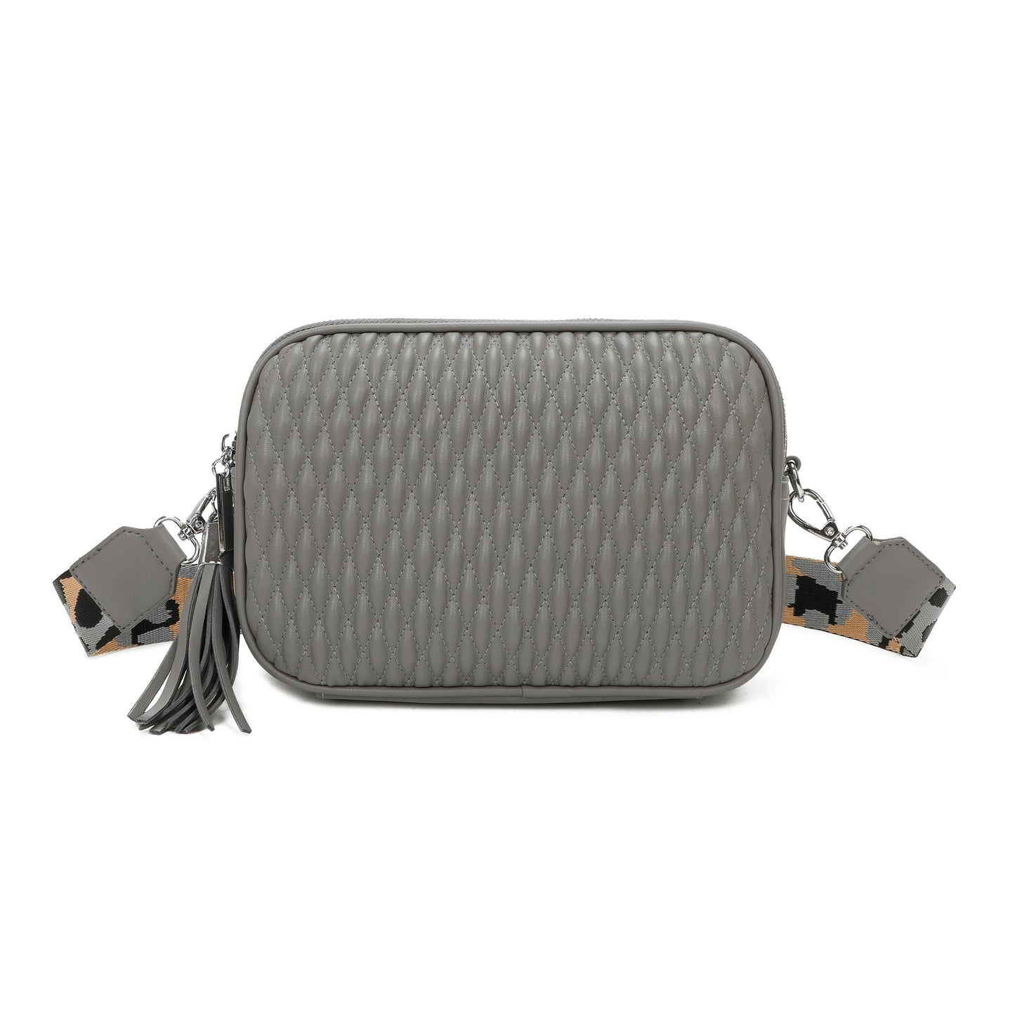 Small Quilted Cross Body Shoulder Bag with Canvas Strap - Sleek Styles