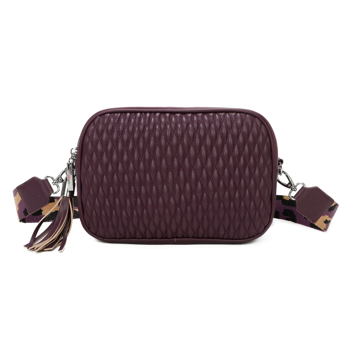 Small Quilted Cross Body Shoulder Bag with Canvas Strap - Sleek Styles