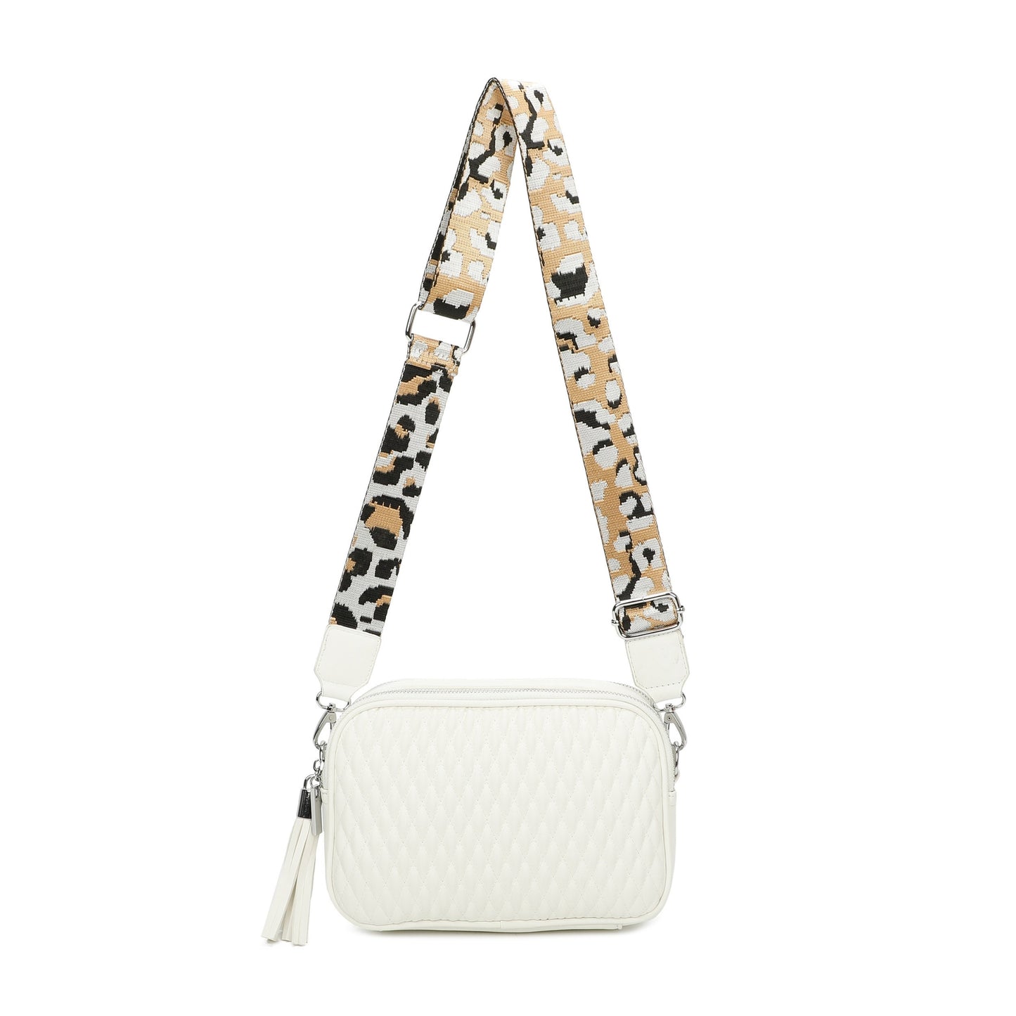 Small Quilted Cross Body Shoulder Bag with Canvas Strap - Sleek Styles