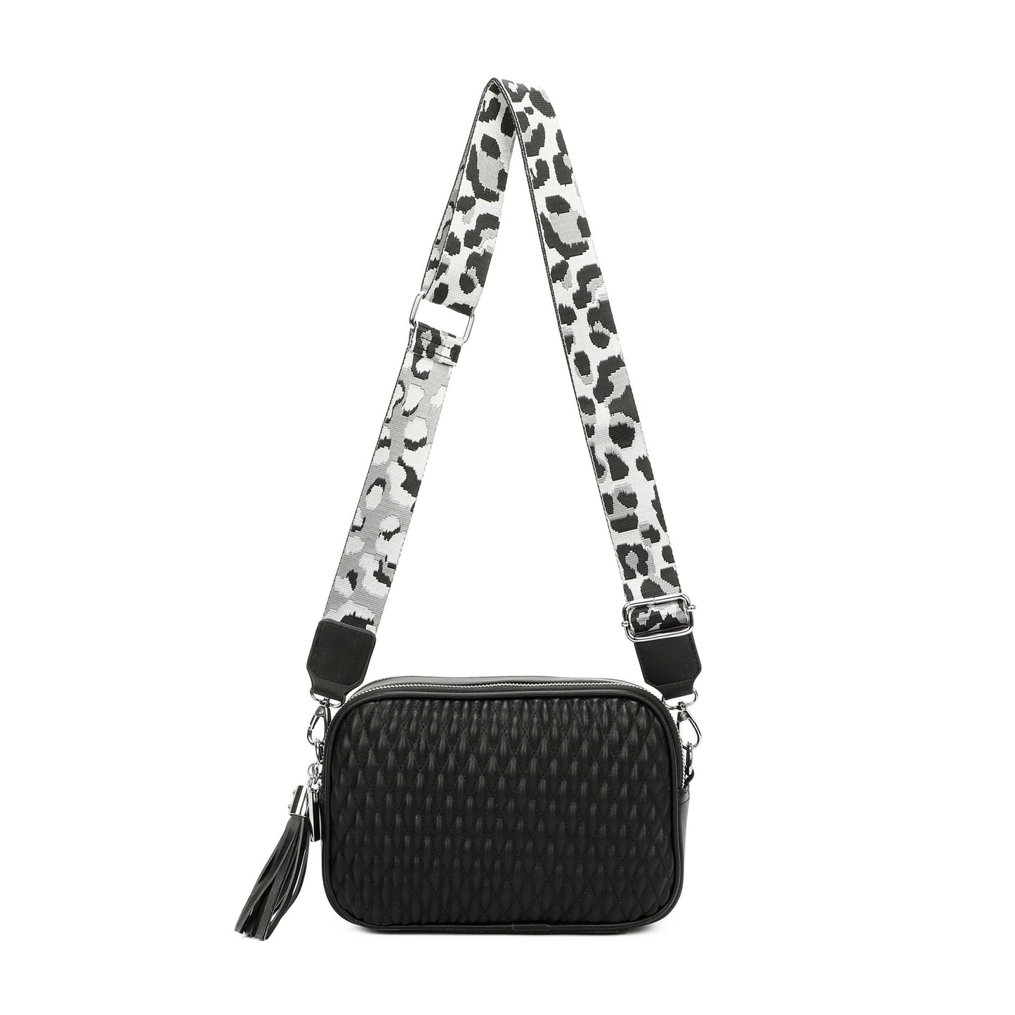 Small Quilted Cross Body Shoulder Bag with Canvas Strap - Sleek Styles