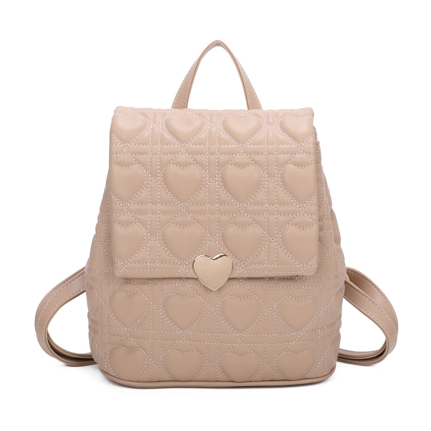 Top Grab Handle Ladies Quilted Heart Pattern Gym Travel Backpack Handbag - Sleek Styles
