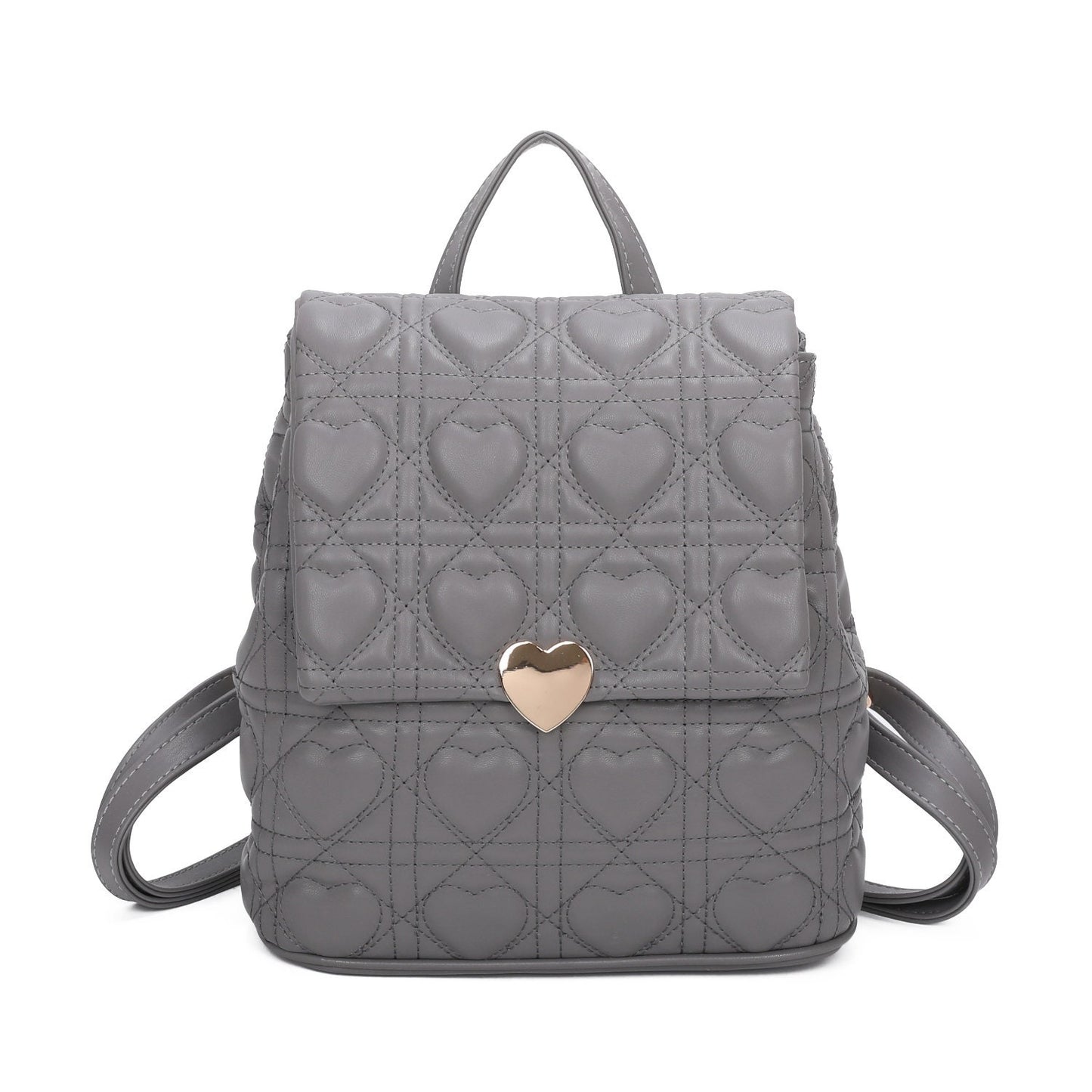 Top Grab Handle Ladies Quilted Heart Pattern Gym Travel Backpack Handbag - Sleek Styles