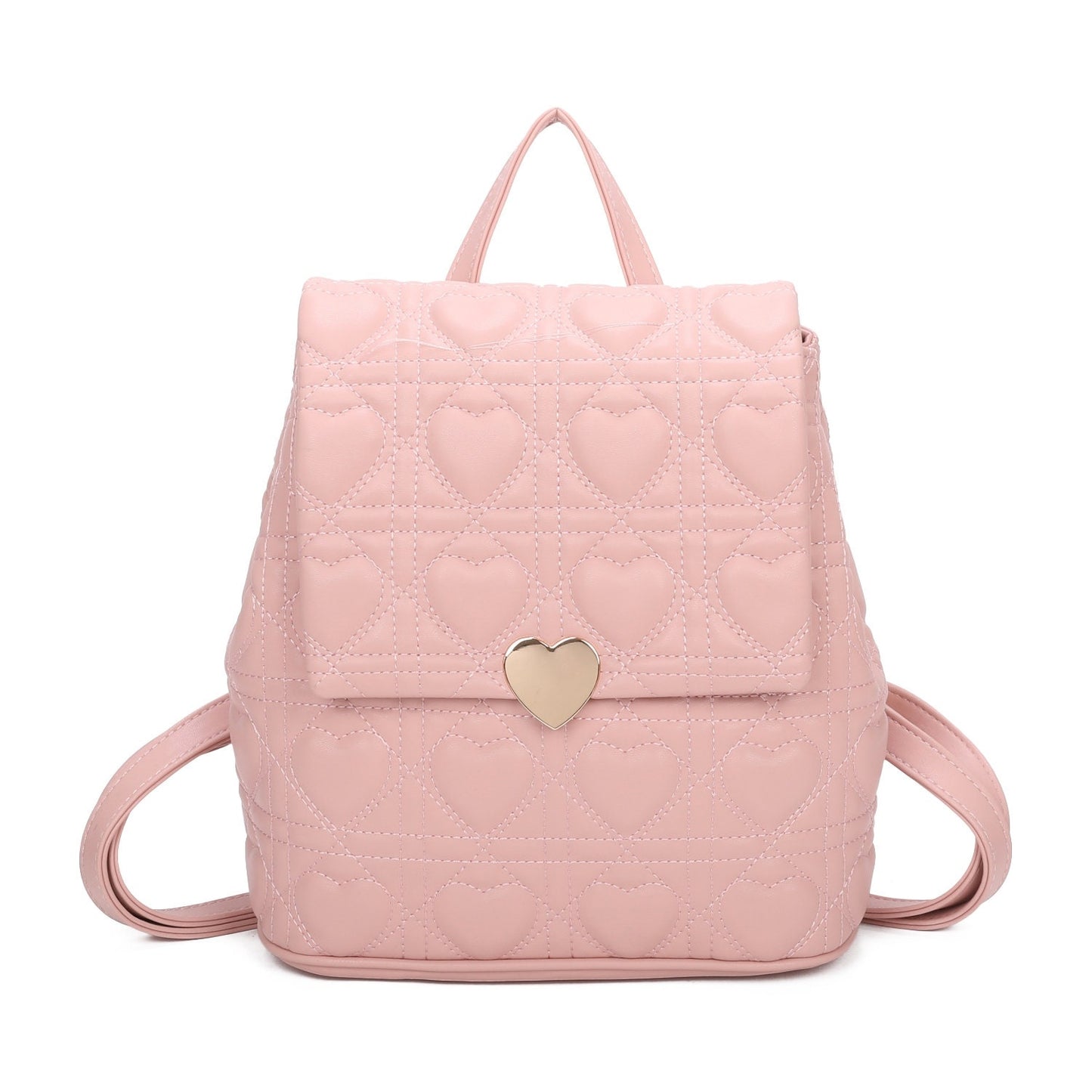 Top Grab Handle Ladies Quilted Heart Pattern Gym Travel Backpack Handbag - Sleek Styles