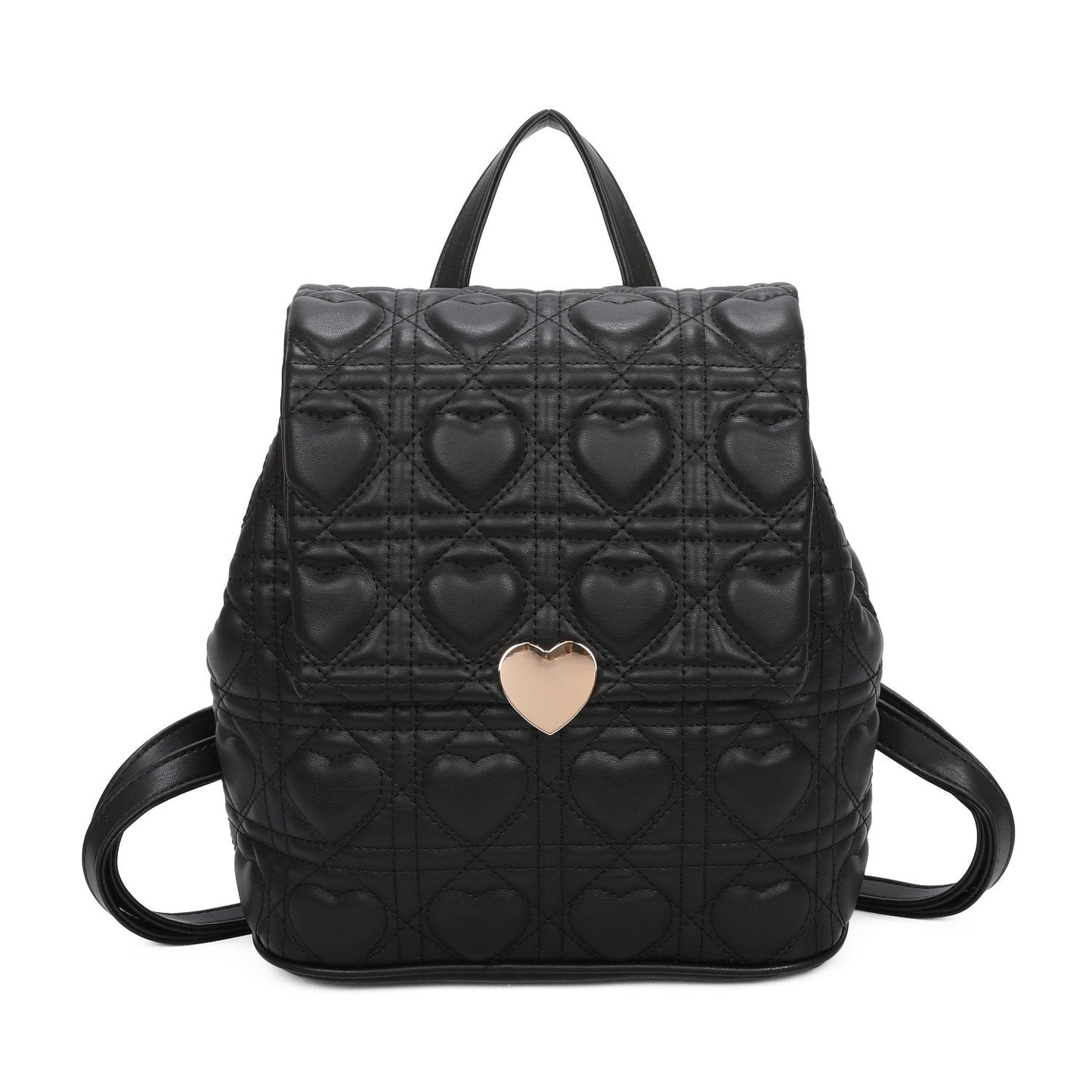 Top Grab Handle Ladies Quilted Heart Pattern Gym Travel Backpack Handbag - Sleek Styles