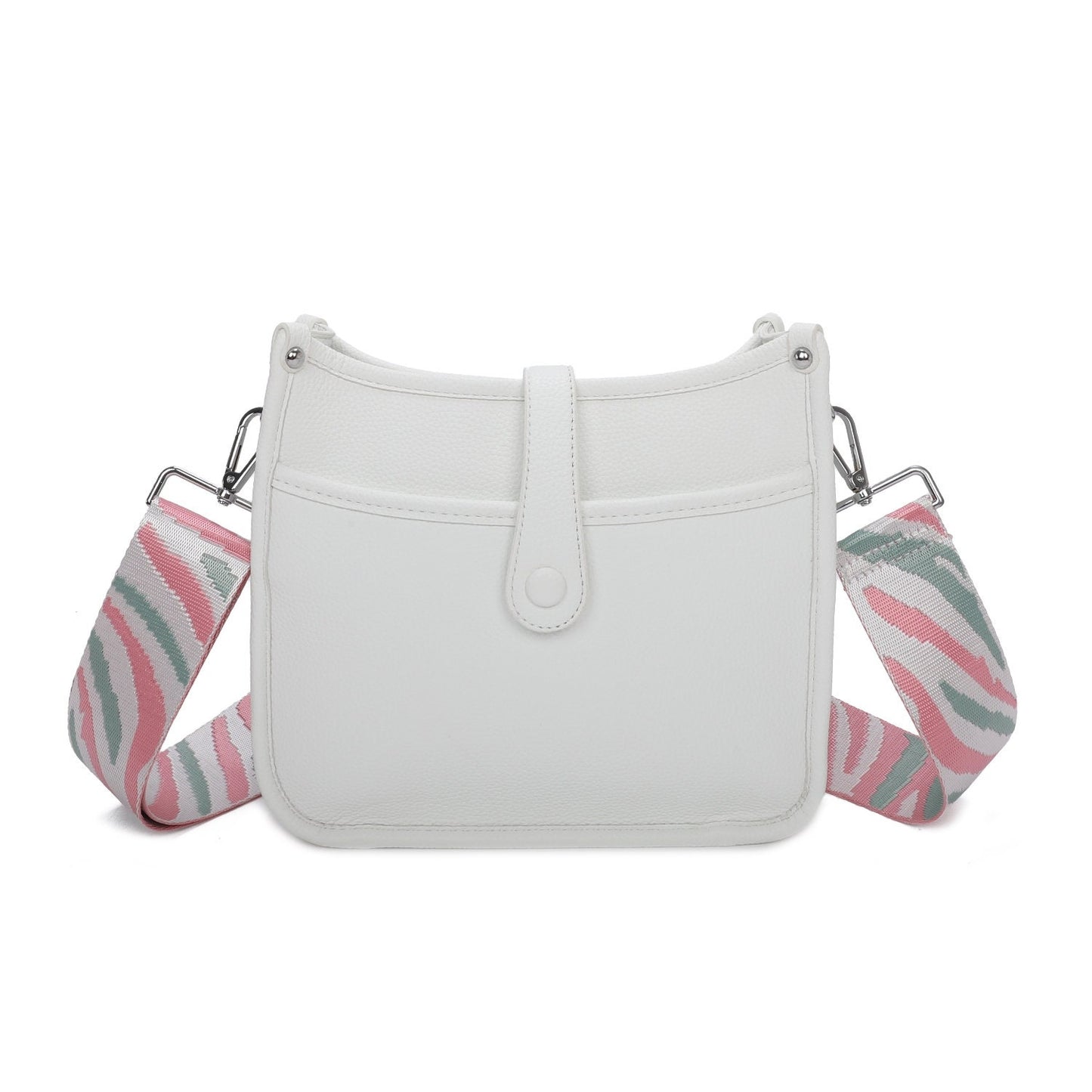 Top Magdot Closure Colourful Wide Shoulder Strap Ladies Crossbody Handbag - Sleek Styles