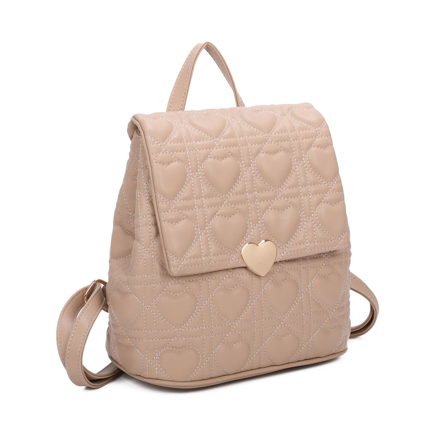 Top Grab Handle Ladies Quilted Heart Pattern Gym Travel Backpack Handbag - Sleek Styles