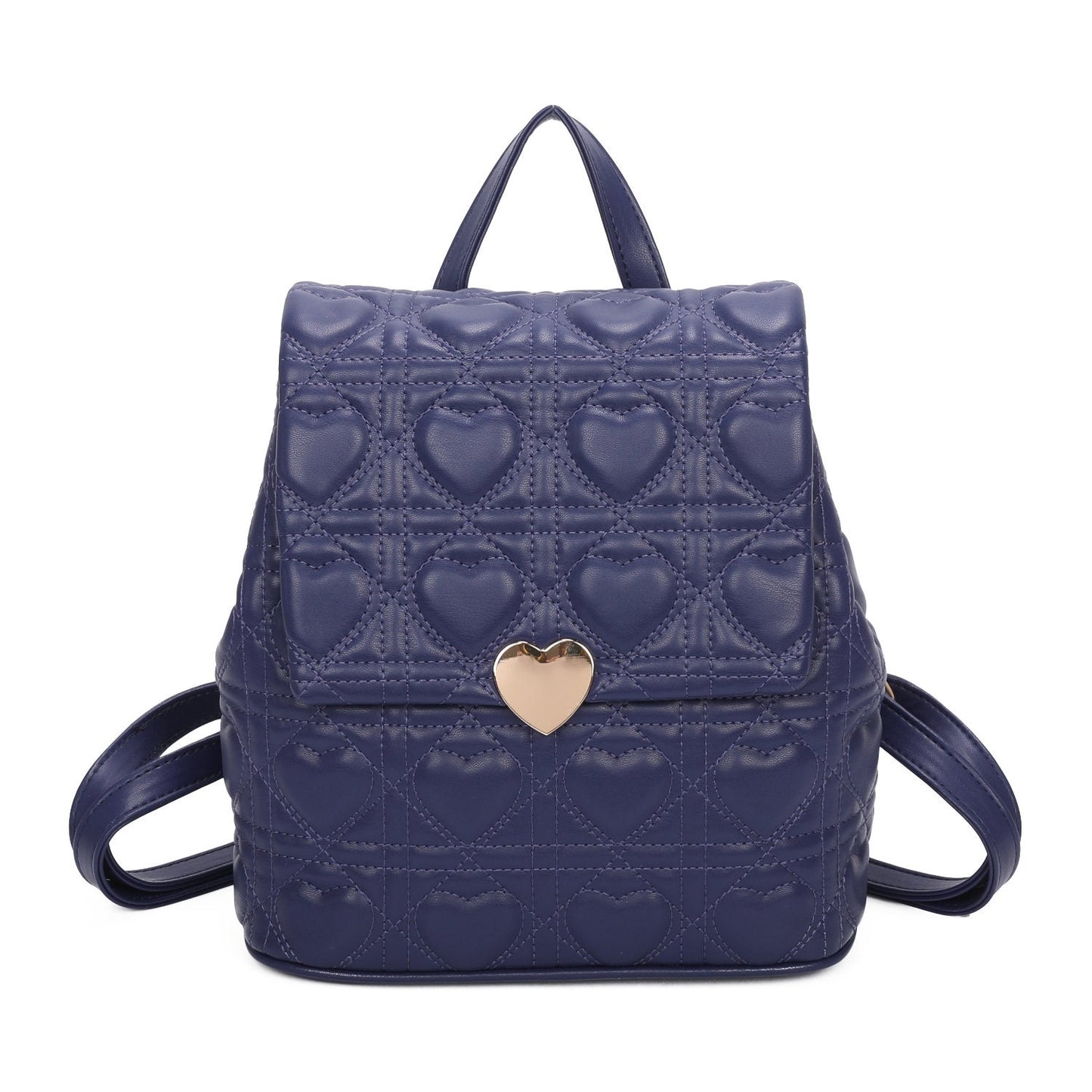 Top Grab Handle Ladies Quilted Heart Pattern Gym Travel Backpack Handbag - Sleek Styles