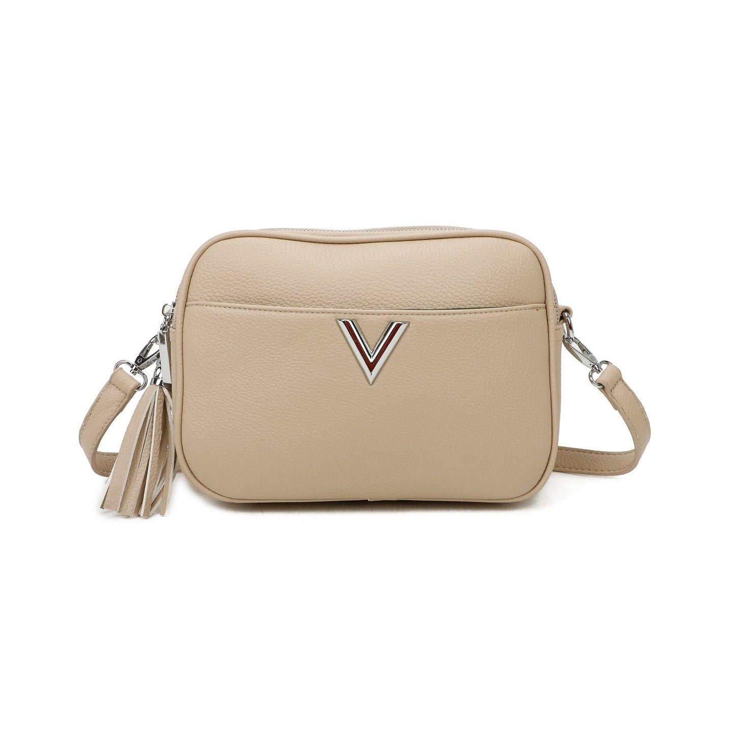 V Logo Small Crossbody Bag With Tassels - Sleek Styles