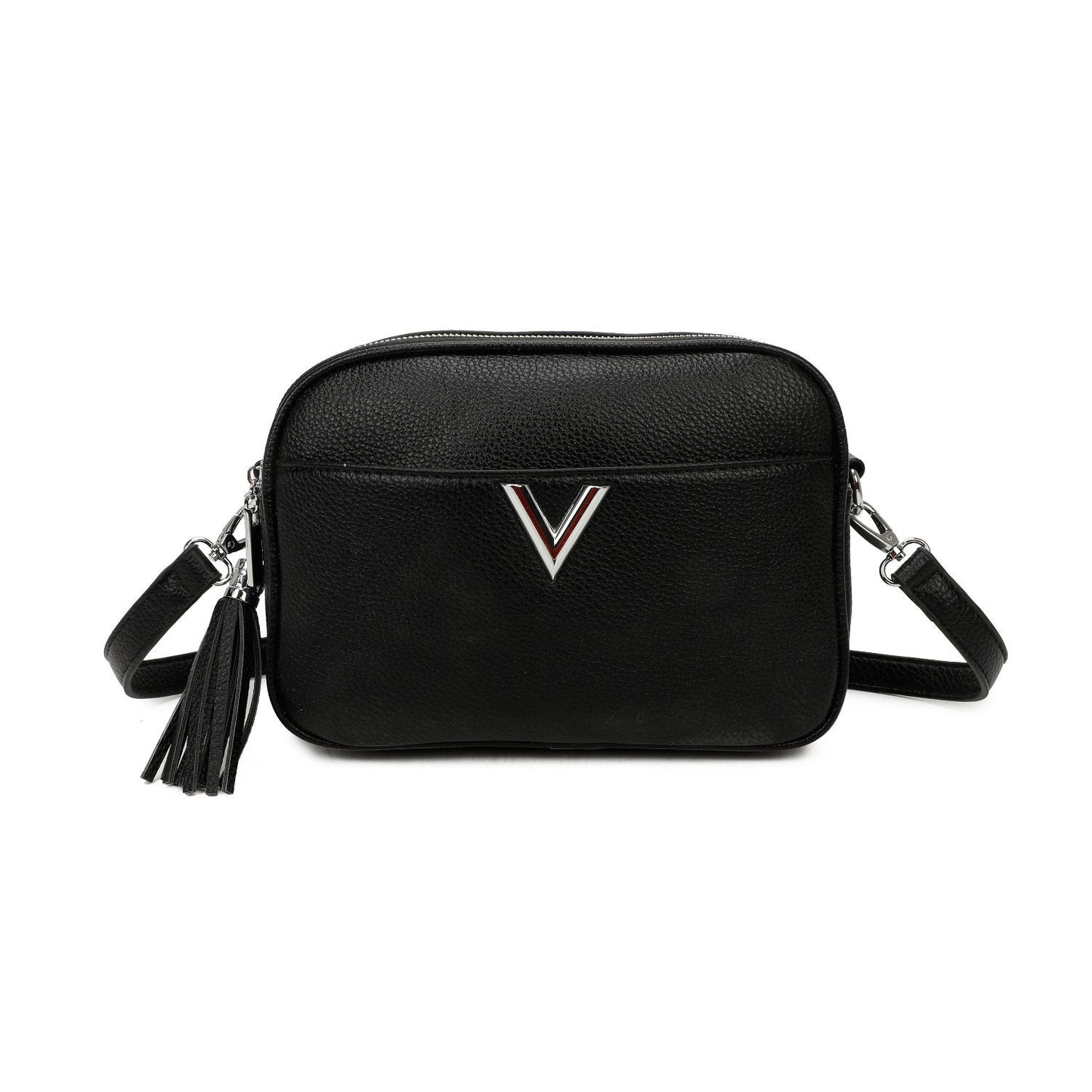 V Logo Small Crossbody Bag With Tassels - Sleek Styles