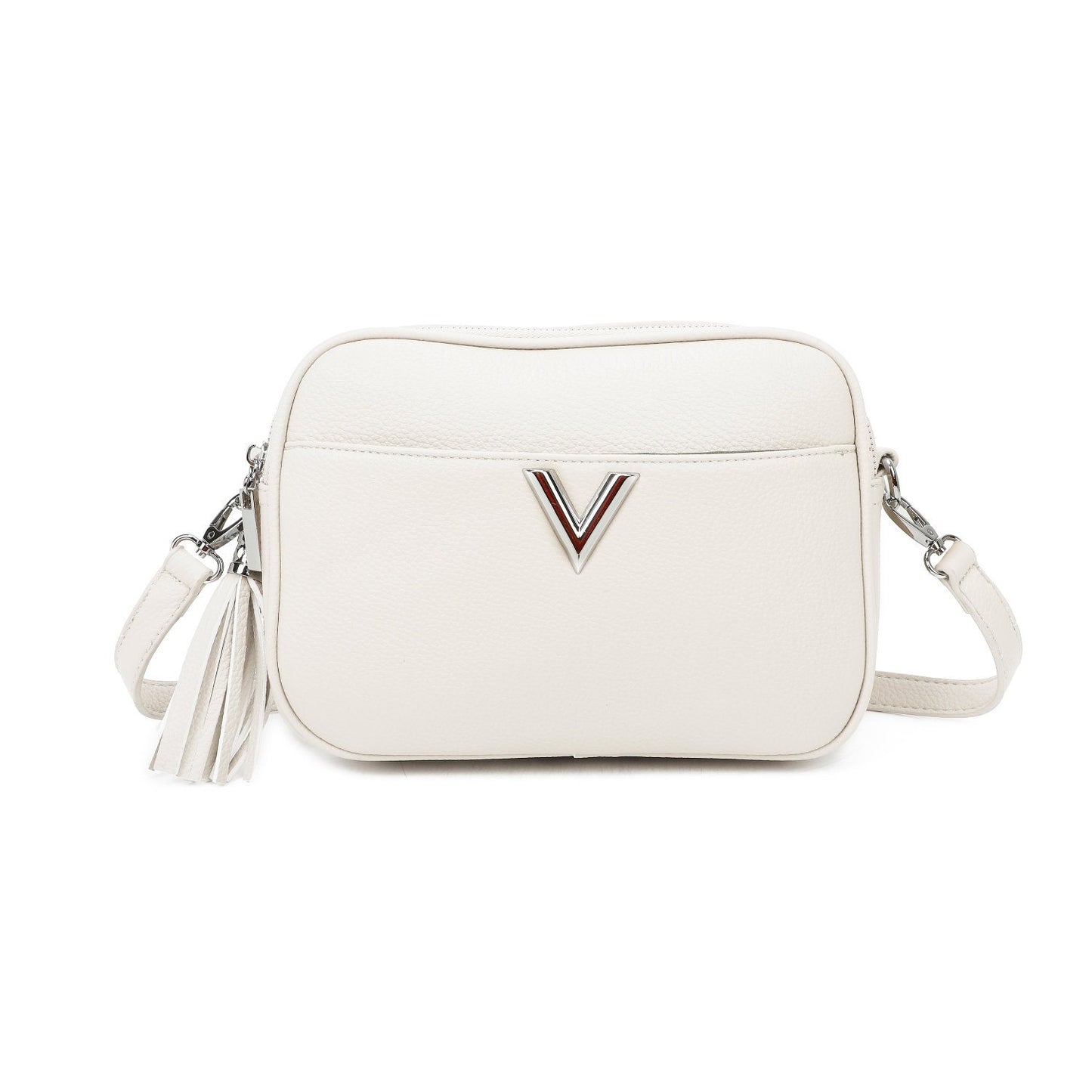 V Logo Small Crossbody Bag With Tassels - Sleek Styles