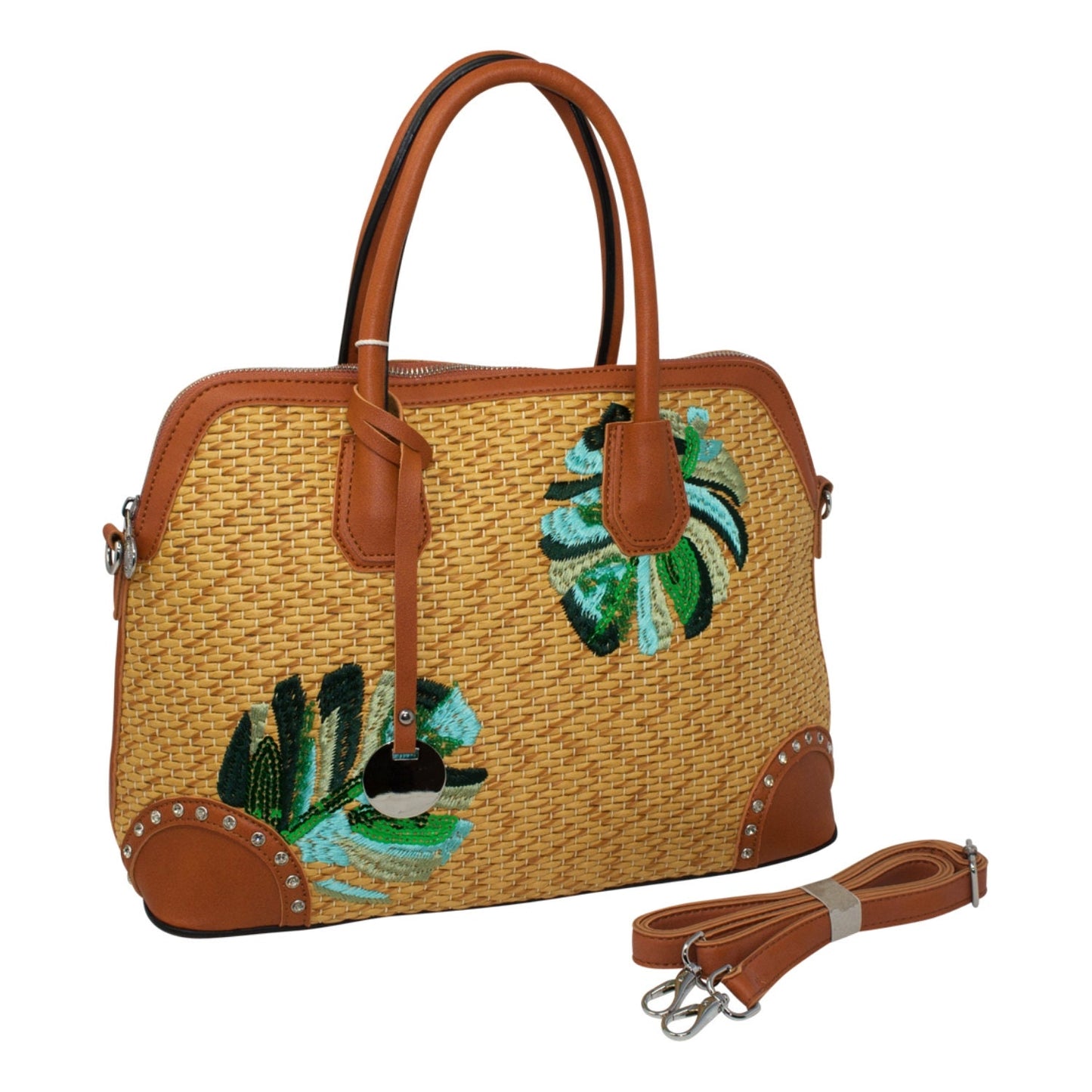 Wicker Stitched Straw Beach Bag Tote Bag Medium - Sleek Styles