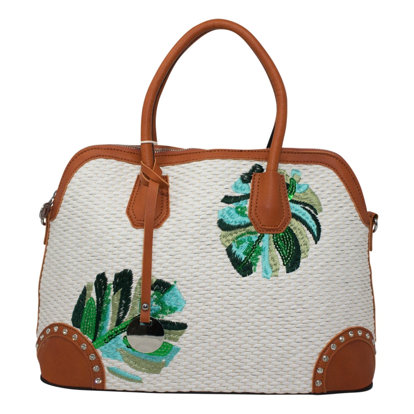 Wicker Stitched Straw Beach Bag Tote Bag Medium - Sleek Styles