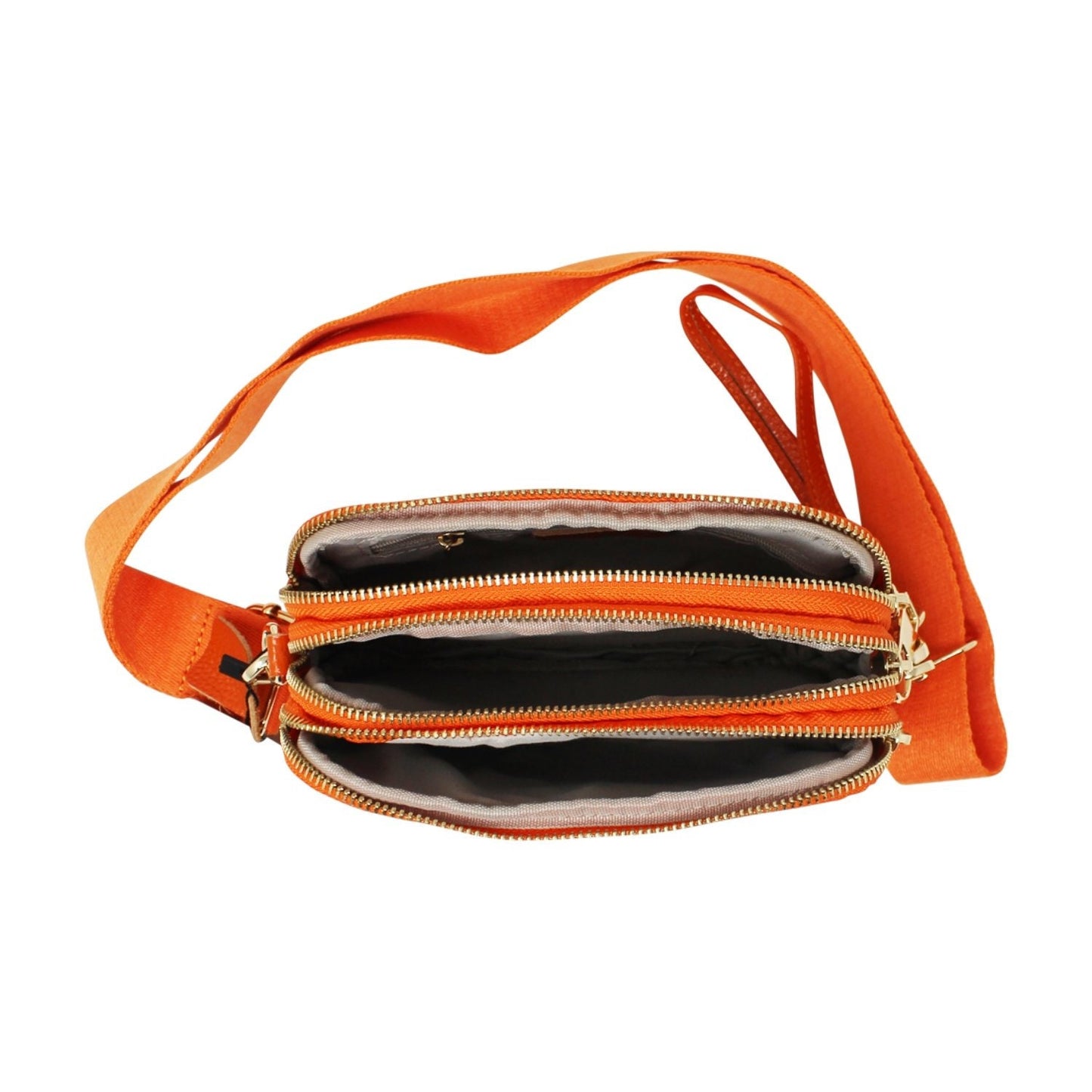 Tri-Zip Leather Clutch Bee Bag with Crossbody Strap - Sleek Styles