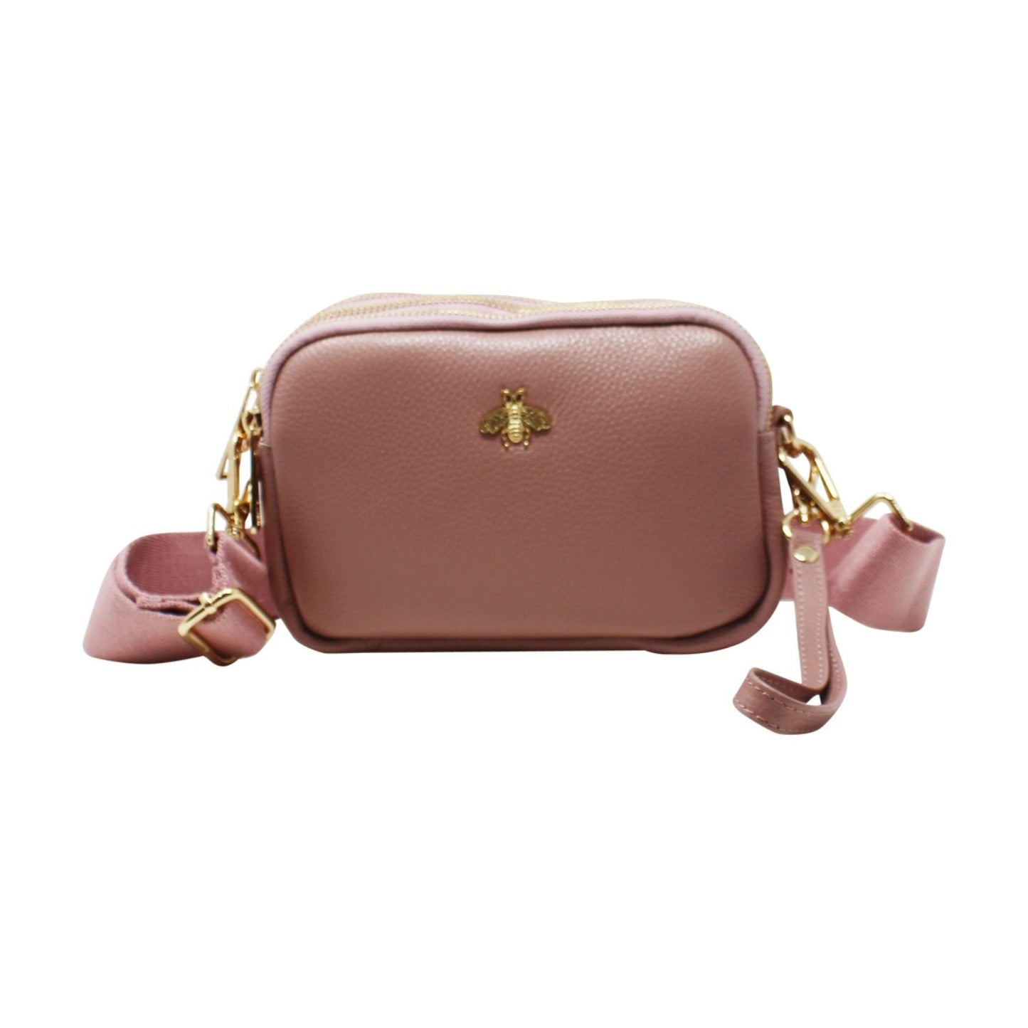 Tri-Zip Leather Clutch Bee Bag with Crossbody Strap - Sleek Styles