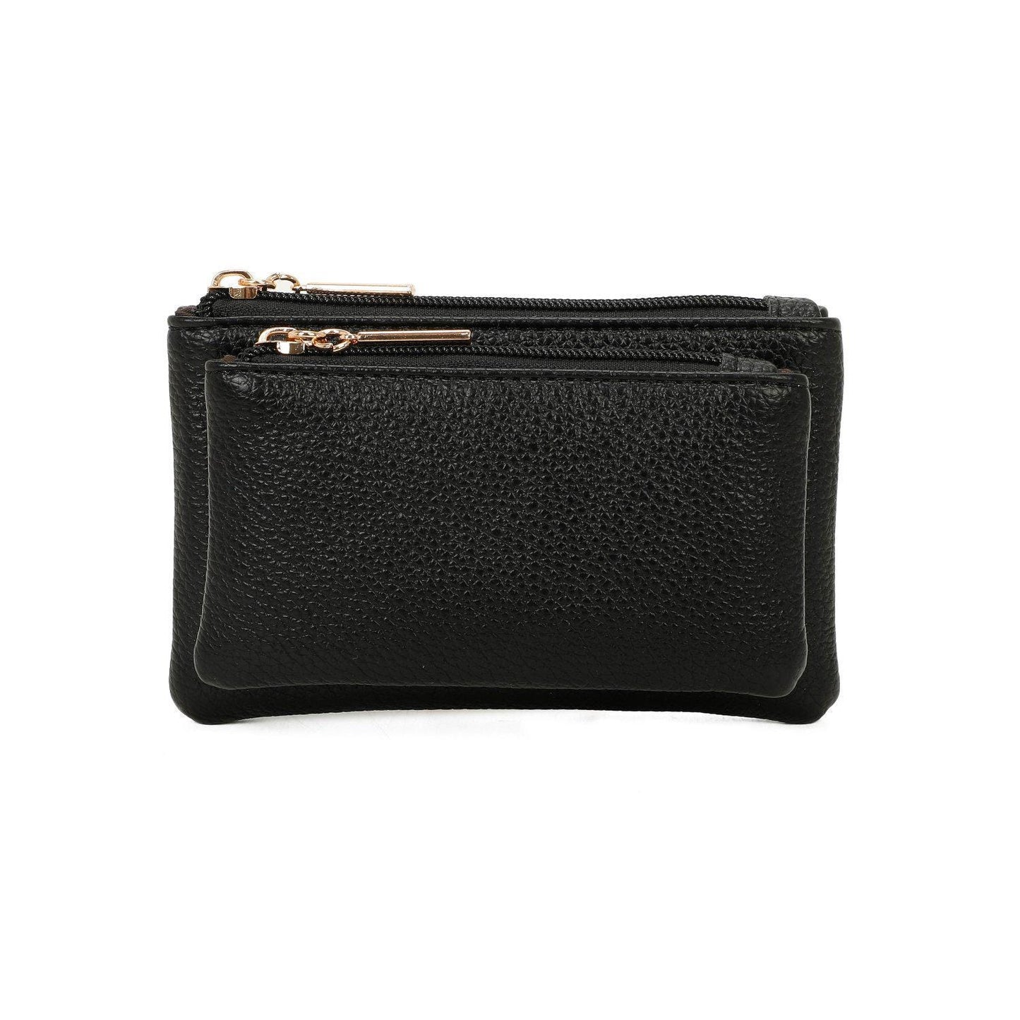 Women Double Mini Wallet With Zip - Sleek Styles