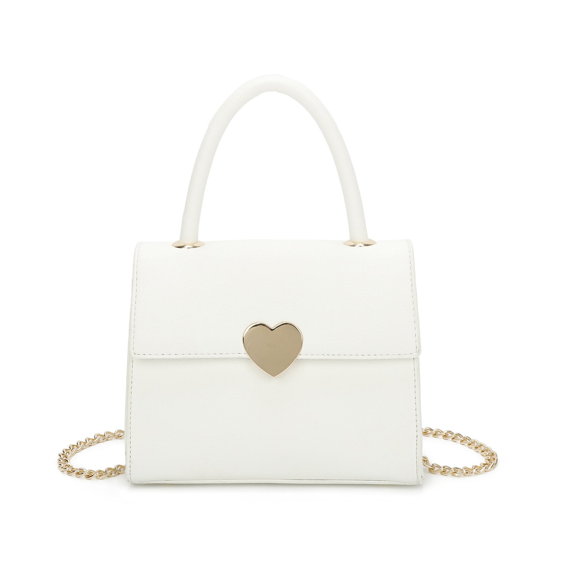 Top Grab Handle Women Heart Logo Tote Handbag Chain Strap Ladies Bag - Sleek Styles