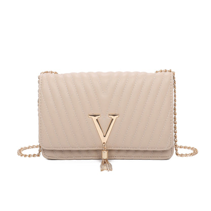 V Logo Quilted Satchel Bag - Sleek Styles