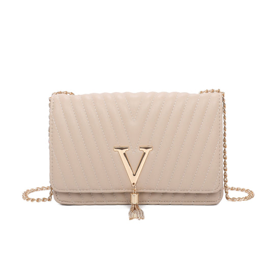 V Logo Quilted Satchel Bag - Sleek Styles