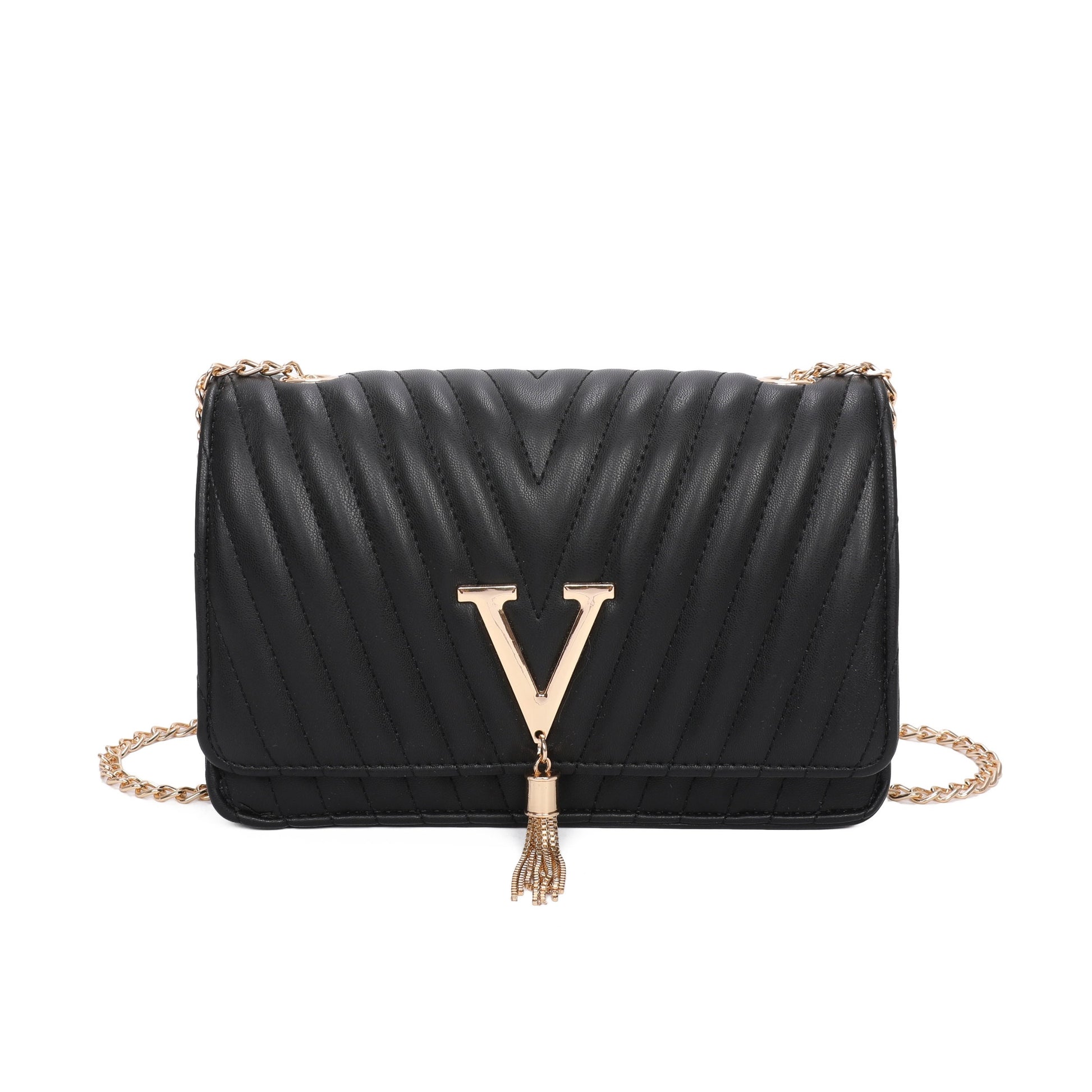 V Logo Quilted Satchel Bag - Sleek Styles