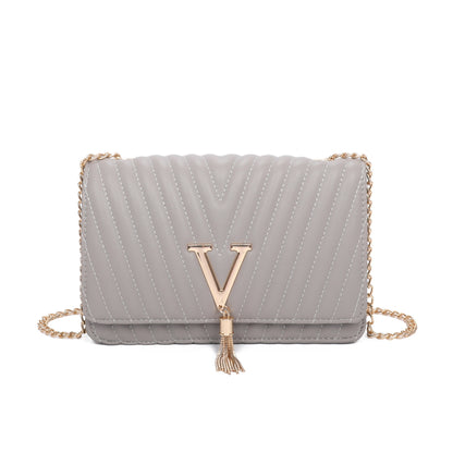 V Logo Quilted Satchel Bag - Sleek Styles