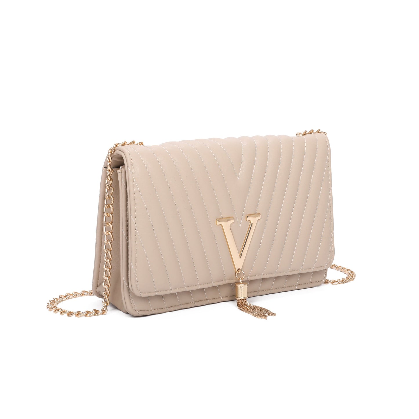 V Logo Quilted Satchel Bag - Sleek Styles