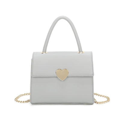 Top Grab Handle Women Heart Logo Tote Handbag Chain Strap Ladies Bag - Sleek Styles