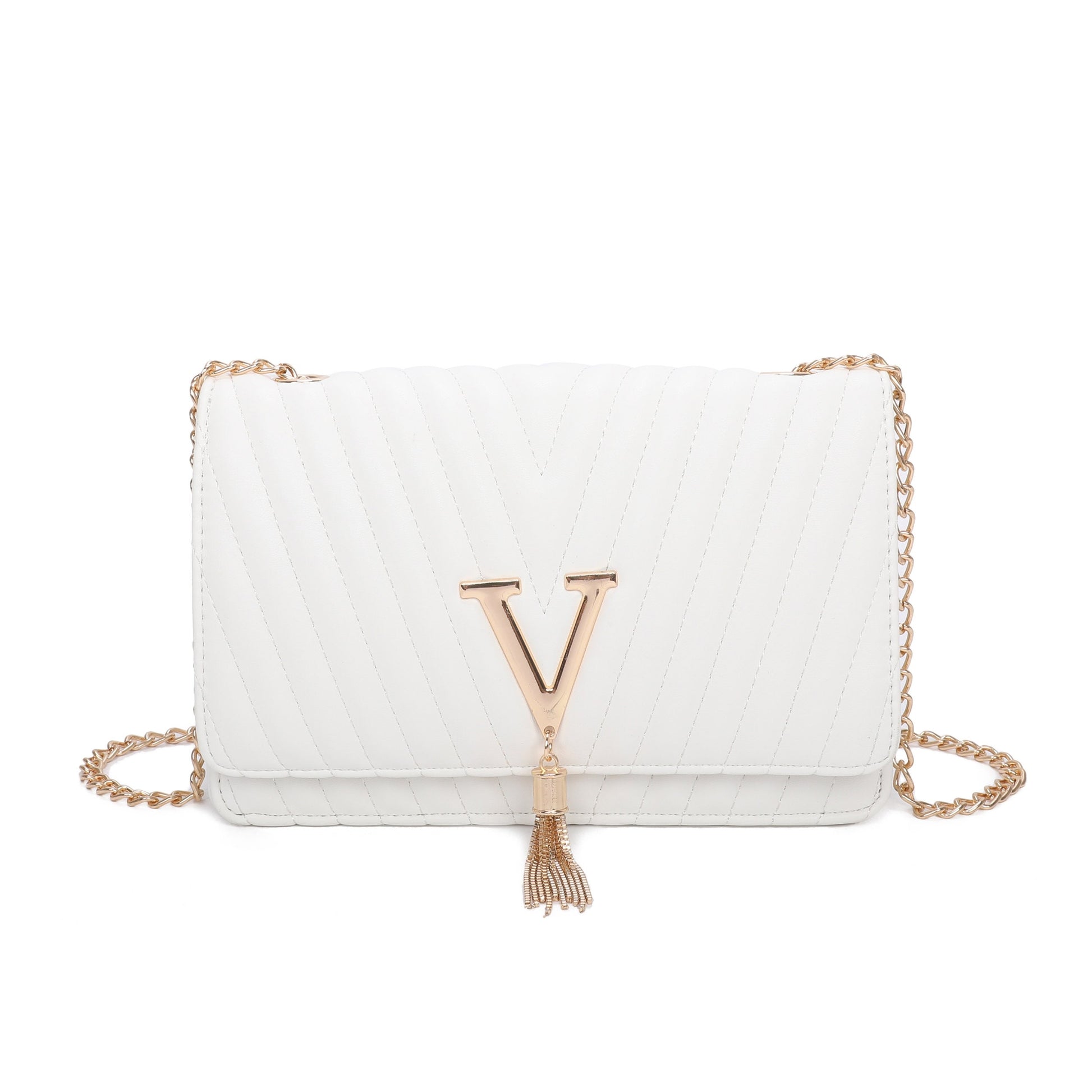 V Logo Quilted Satchel Bag - Sleek Styles