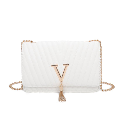 V Logo Quilted Satchel Bag - Sleek Styles