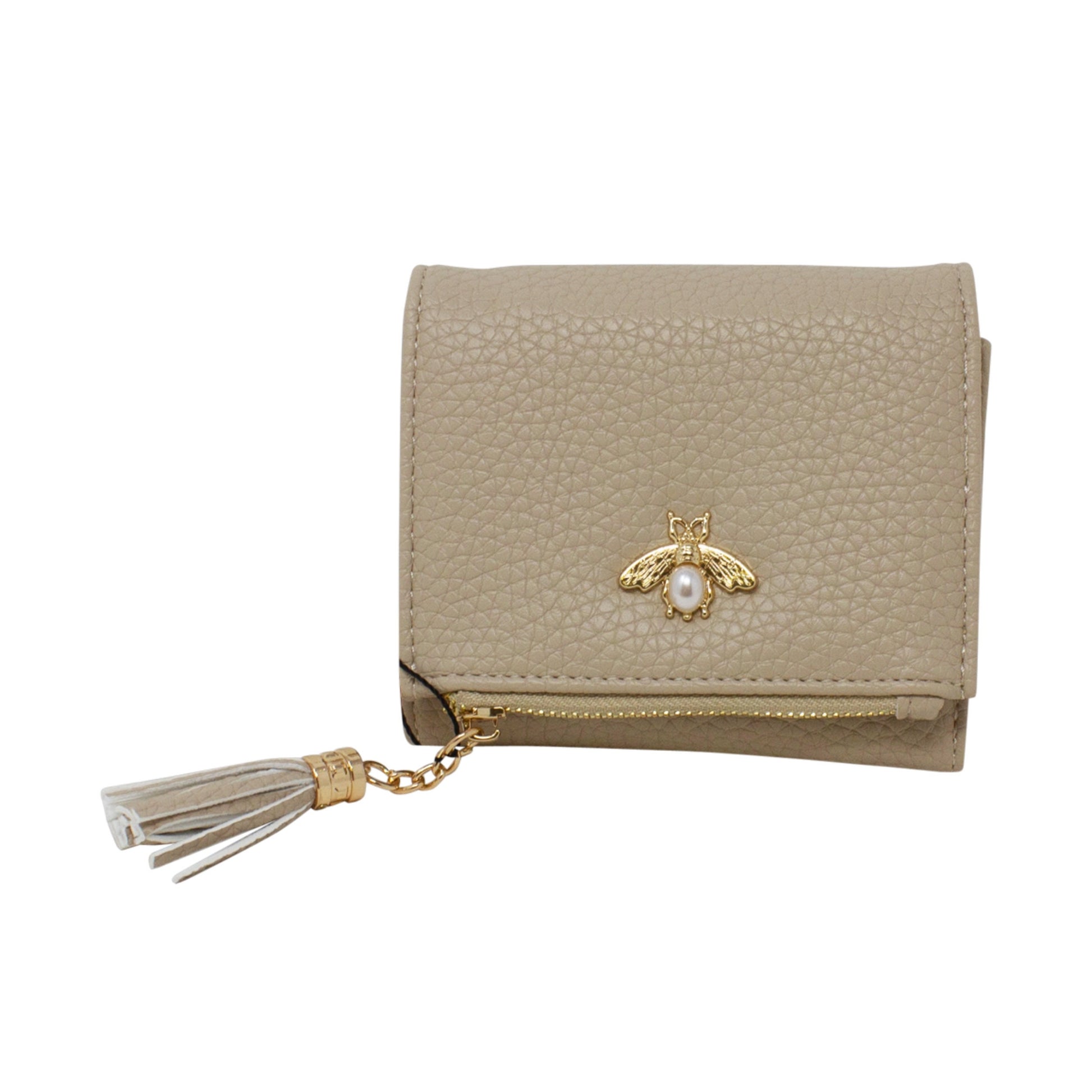 Tri-Fold Small Purse with Bee Decoration - Sleek Styles