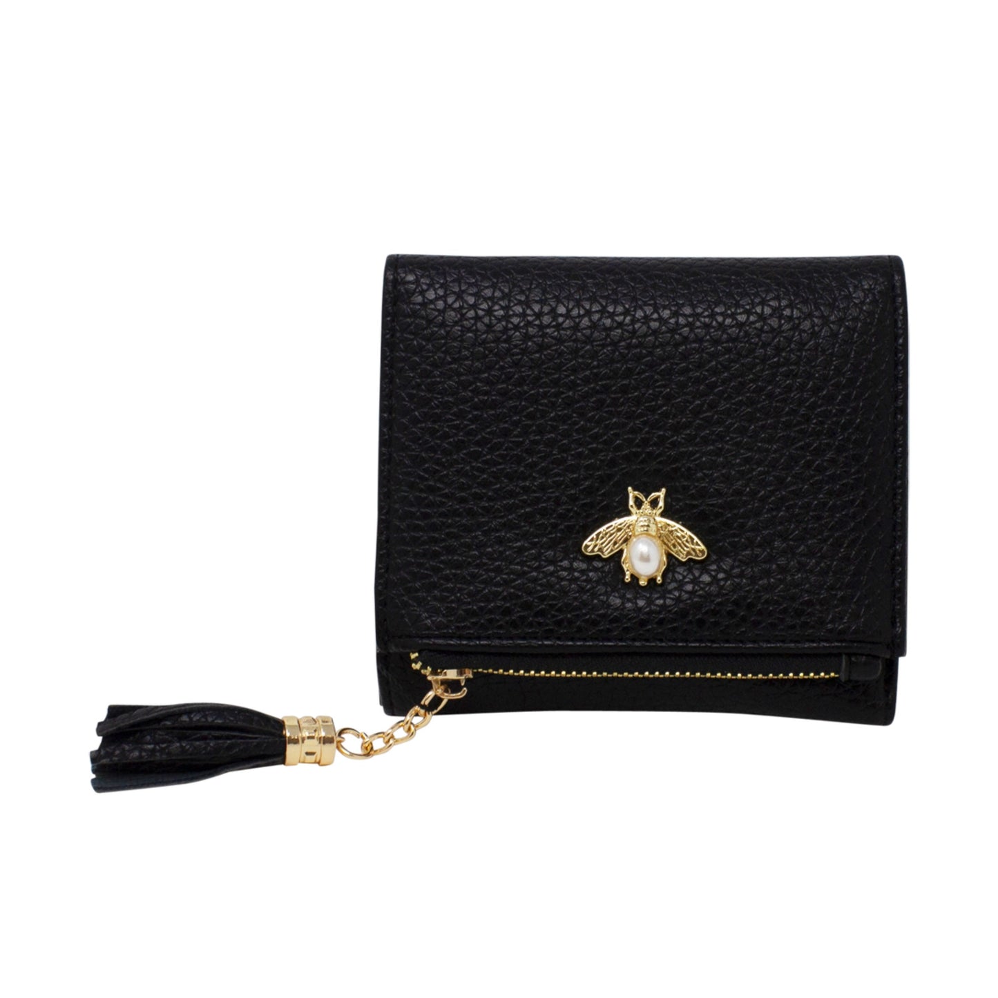 Tri-Fold Small Purse with Bee Decoration - Sleek Styles