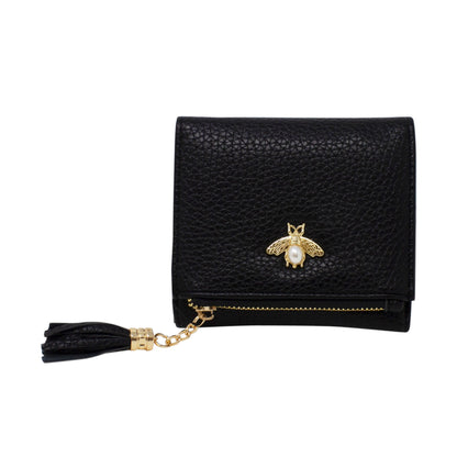 Tri-Fold Small Purse with Bee Decoration - Sleek Styles