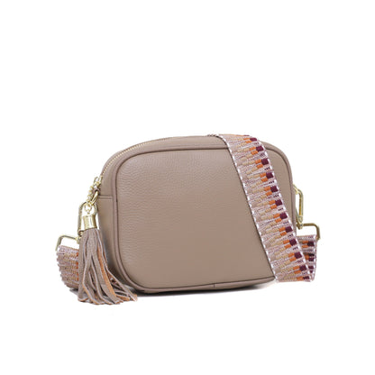 Real Leather Crossbody Bag With Colourful Strap - Sleek Styles