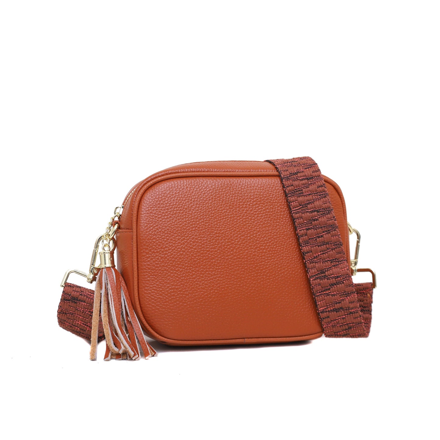 Real Leather Crossbody Bag With Colourful Strap - Sleek Styles