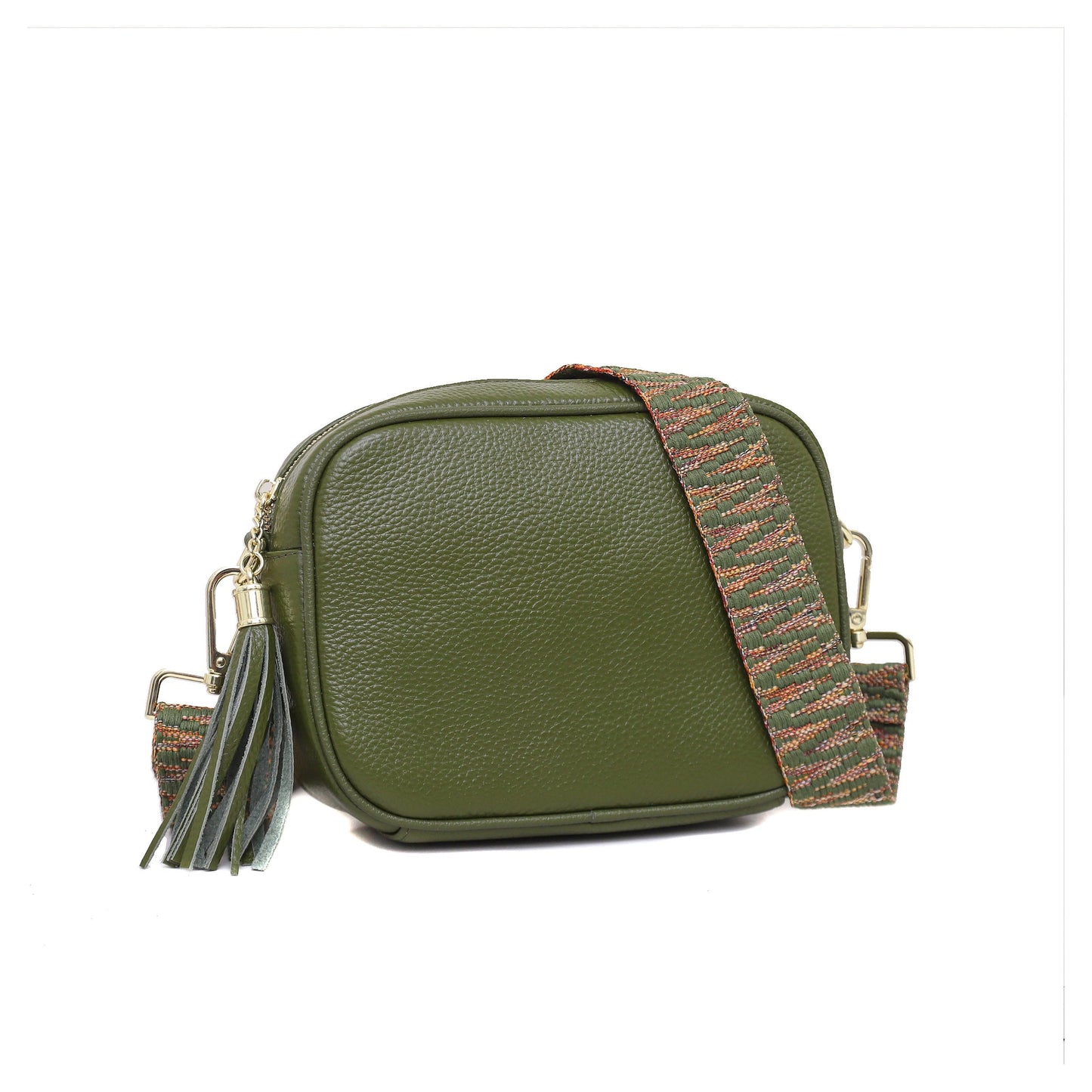 Real Leather Crossbody Bag With Colourful Strap - Sleek Styles