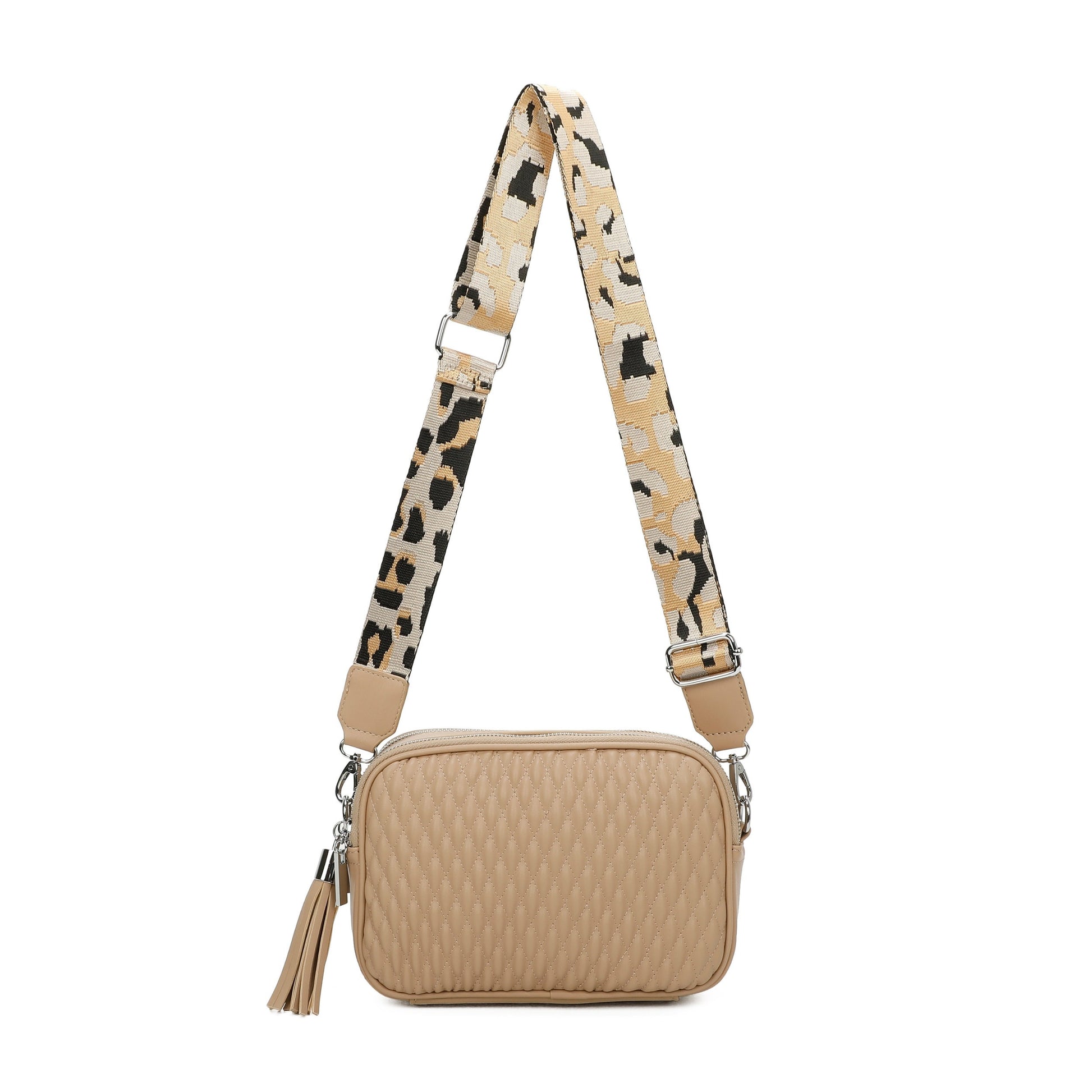 Small Quilted Cross Body Shoulder Bag with Canvas Strap - Sleek Styles