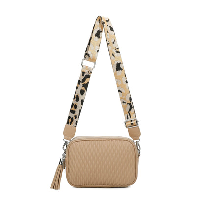 Small Quilted Cross Body Shoulder Bag with Canvas Strap - Sleek Styles