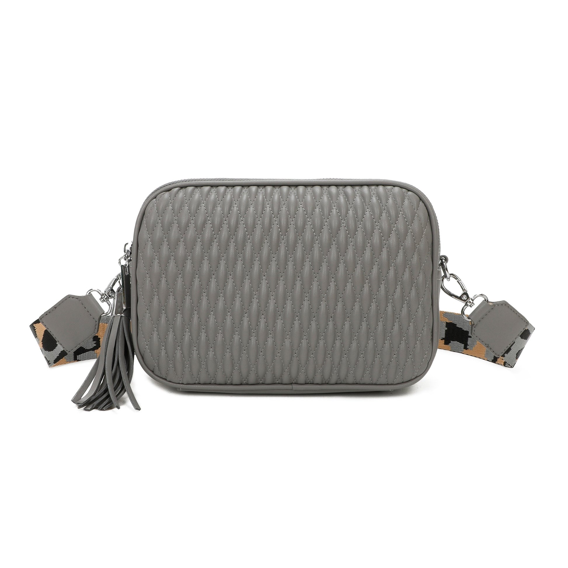 Small Quilted Cross Body Shoulder Bag with Canvas Strap - Sleek Styles