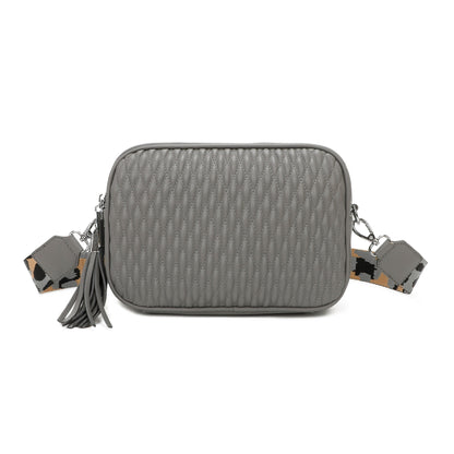 Small Quilted Cross Body Shoulder Bag with Canvas Strap - Sleek Styles