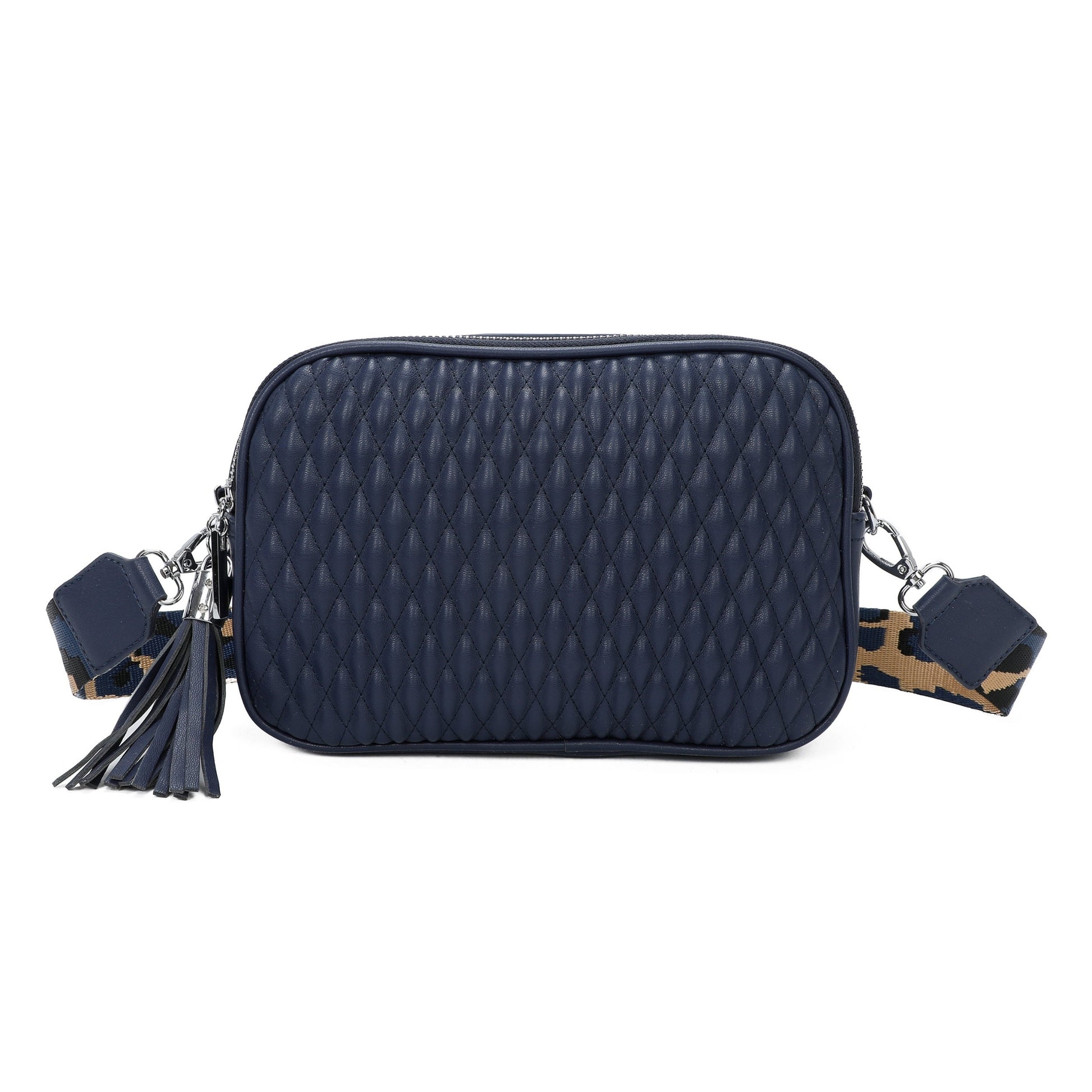 Small Quilted Cross Body Shoulder Bag with Canvas Strap - Sleek Styles