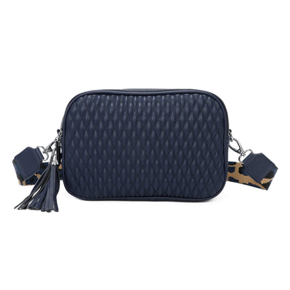 Small Quilted Cross Body Shoulder Bag with Canvas Strap - Sleek Styles